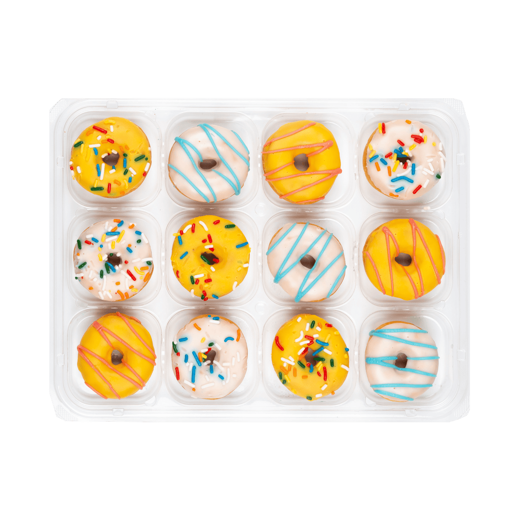 Birthday Cake Iced Mini Donuts 8 Oz 12 Count Freshness Guaranteed
