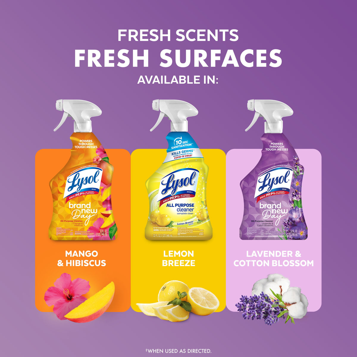 Lysol All-Purpose Cleaner Sanitizing Disinfecting Spray Lavender & Cotton Blossom 32 fl oz