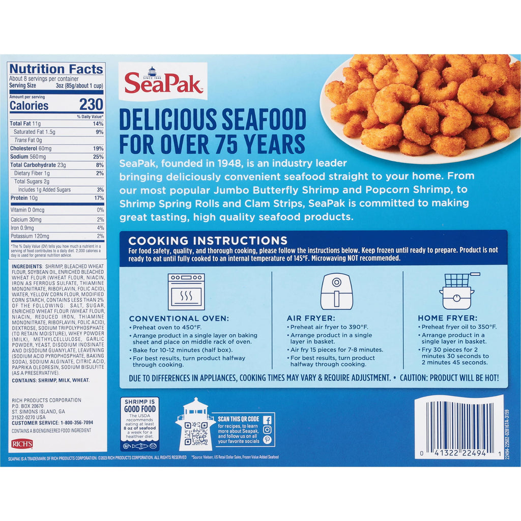 SeaPak Oven Crispy Popcorn Shrimp 25 Oz Frozen Seafood