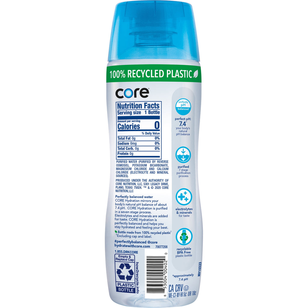 Core Hydration Perfectly Balanced Water pH 7.4 Purified With Electrolytes 20 fl oz