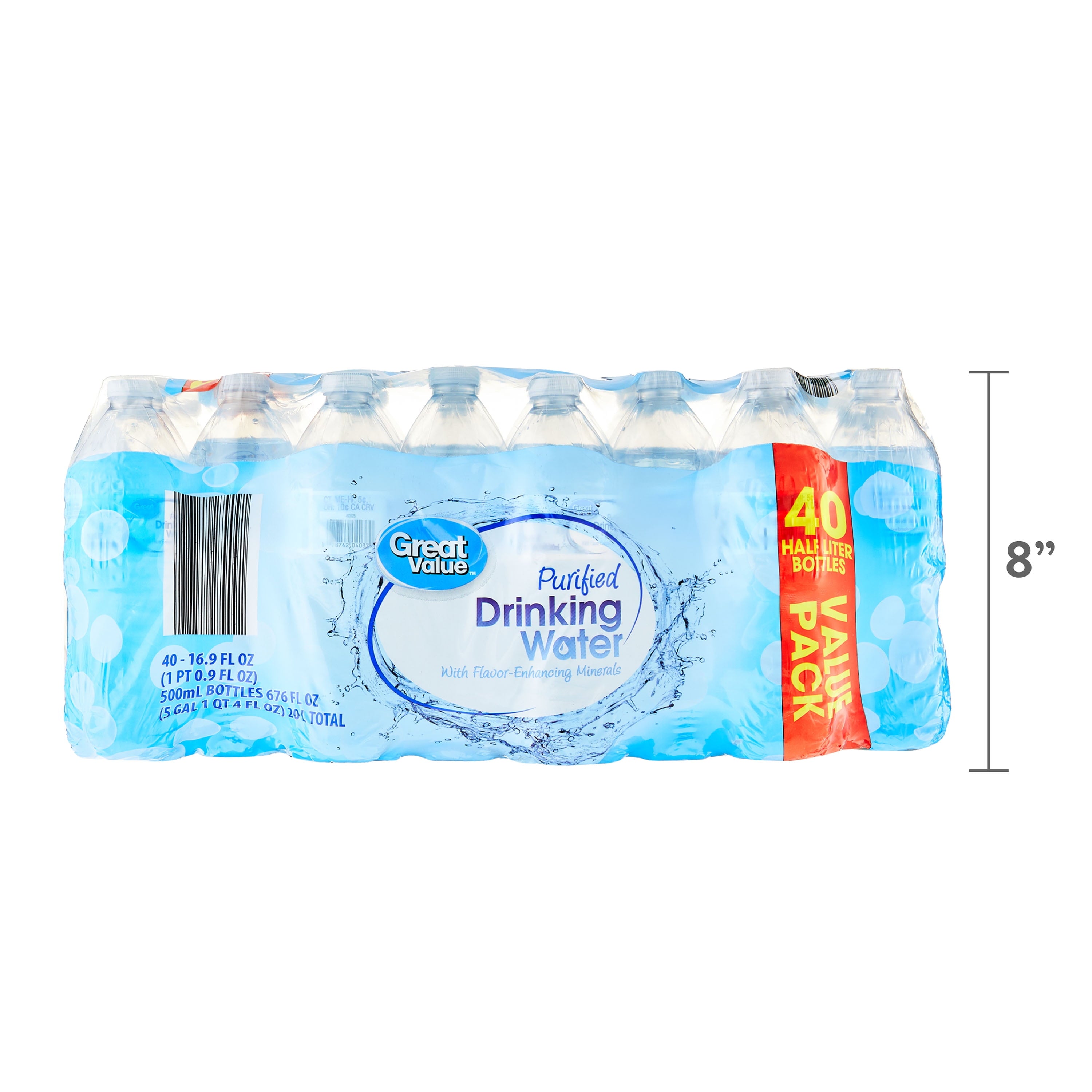 Great Value Purified Drinking Water 16.9 fl oz Bottles 40 Count Pack