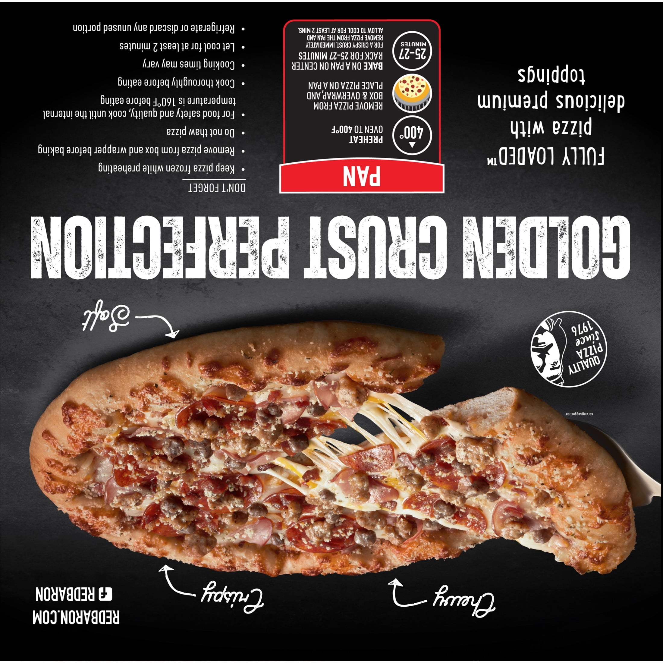 Red Baron Fully Loaded Hand Tossed Meat Lovers Frozen Pizza 28.4 Oz