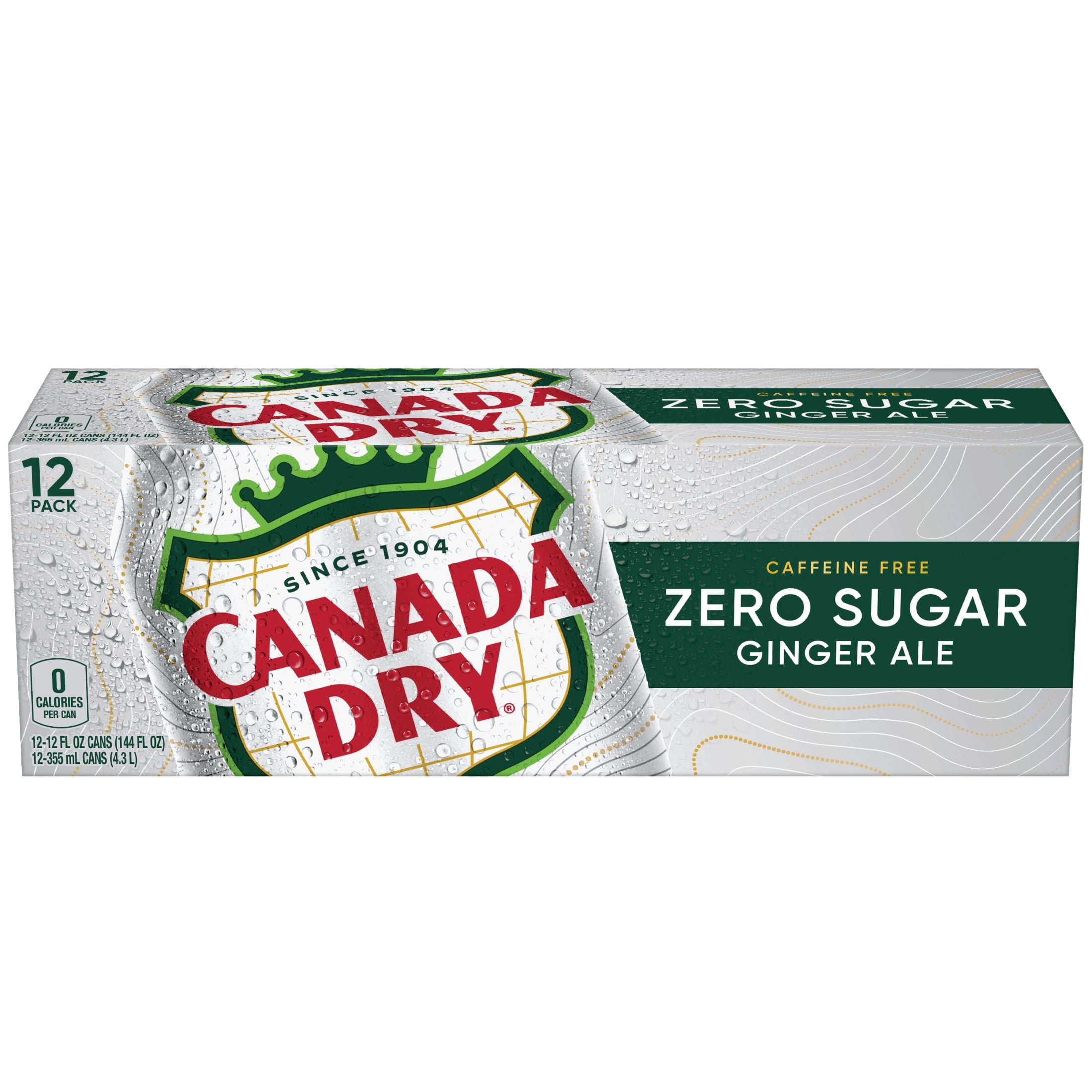 Canada Dry Caffeine Free Zero Sugar Ginger Ale Soda Pop Cans 12 Fl Oz 12 Pack