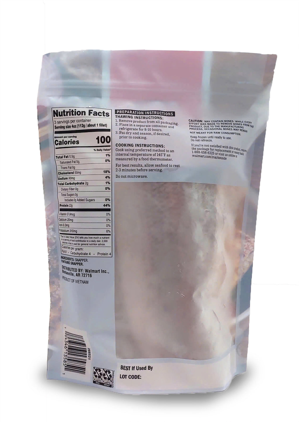 Marketside Wild Caught Snapper Fillets Frozen 12 Oz
