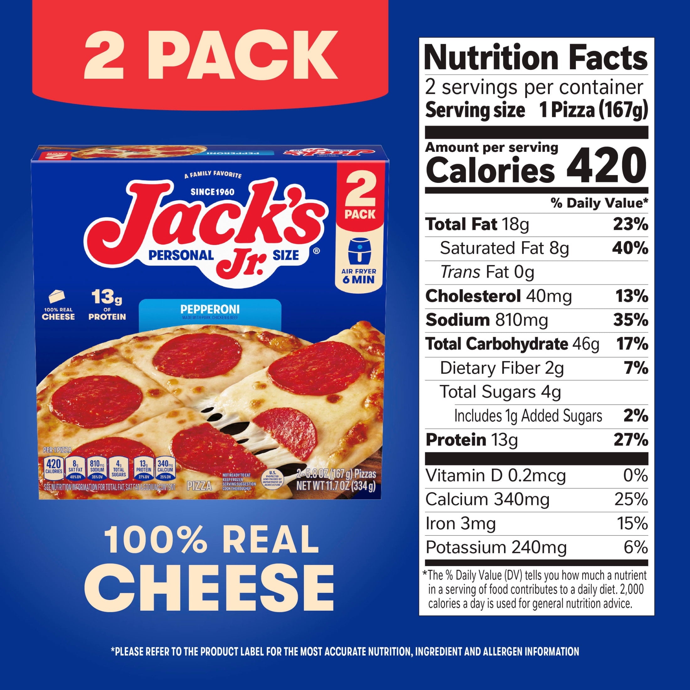Jack's Pepperoni Personal Frozen Pizza 11.7 Oz 2 Pack