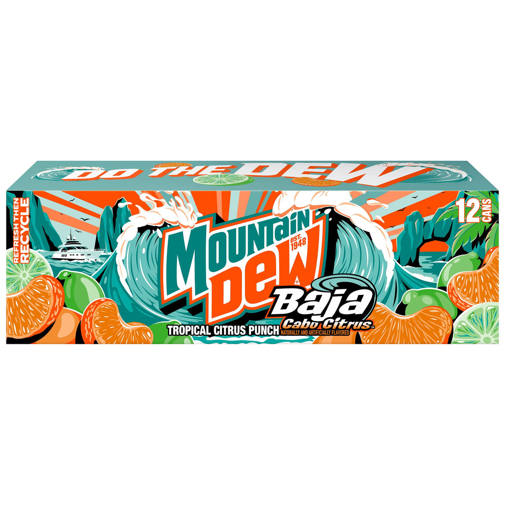 Mountain Dew Baja Blast Cabo Citrus Soda Pop Cans 12 Fl Oz 12 Pack