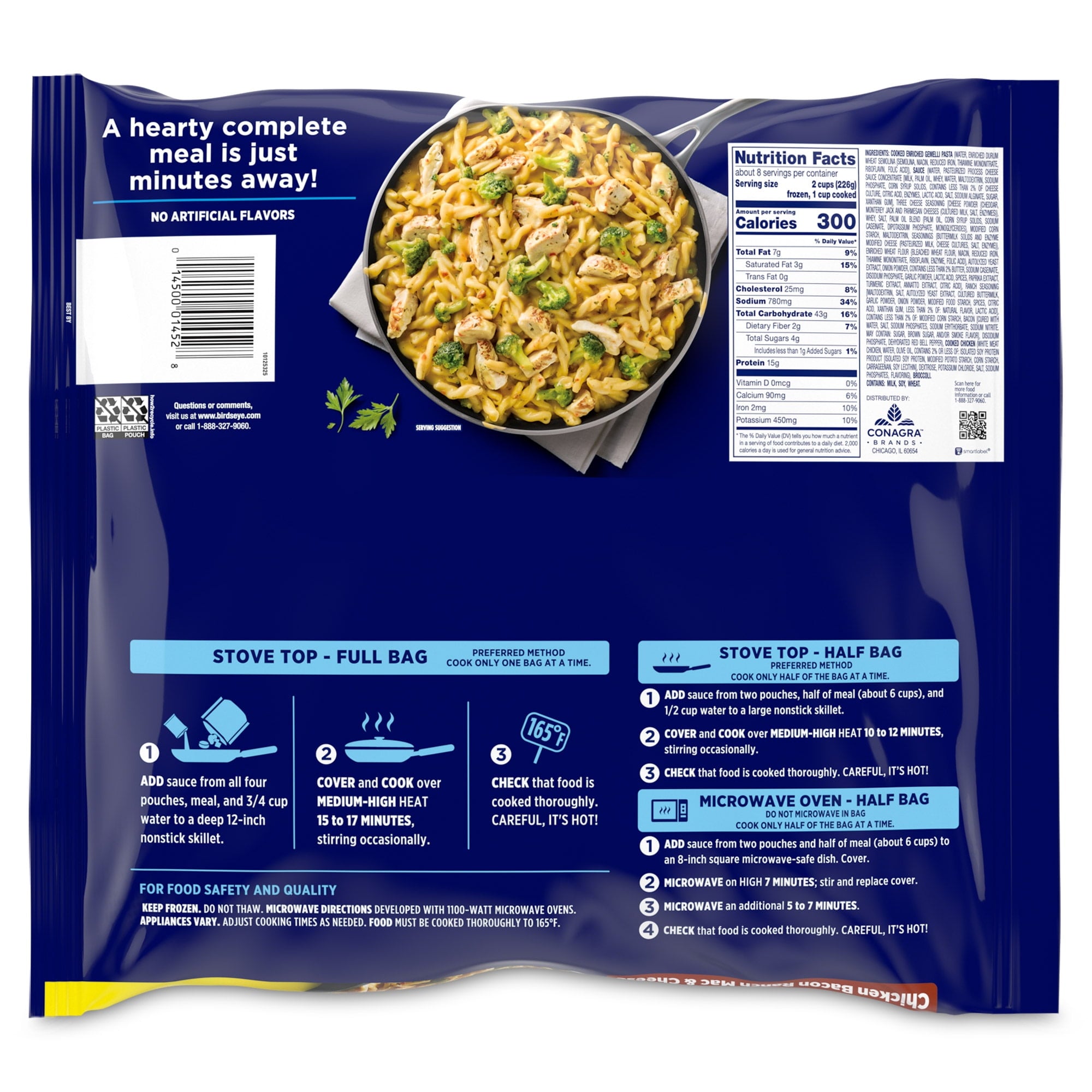 Birds Eye Voila! Chicken Bacon Ranch Mac & Cheese Frozen Skillet Meal 60 Oz