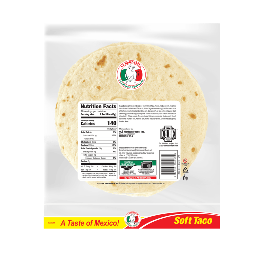 Soft Taco Flour Tortillas 16 Oz 10 Count La Banderita