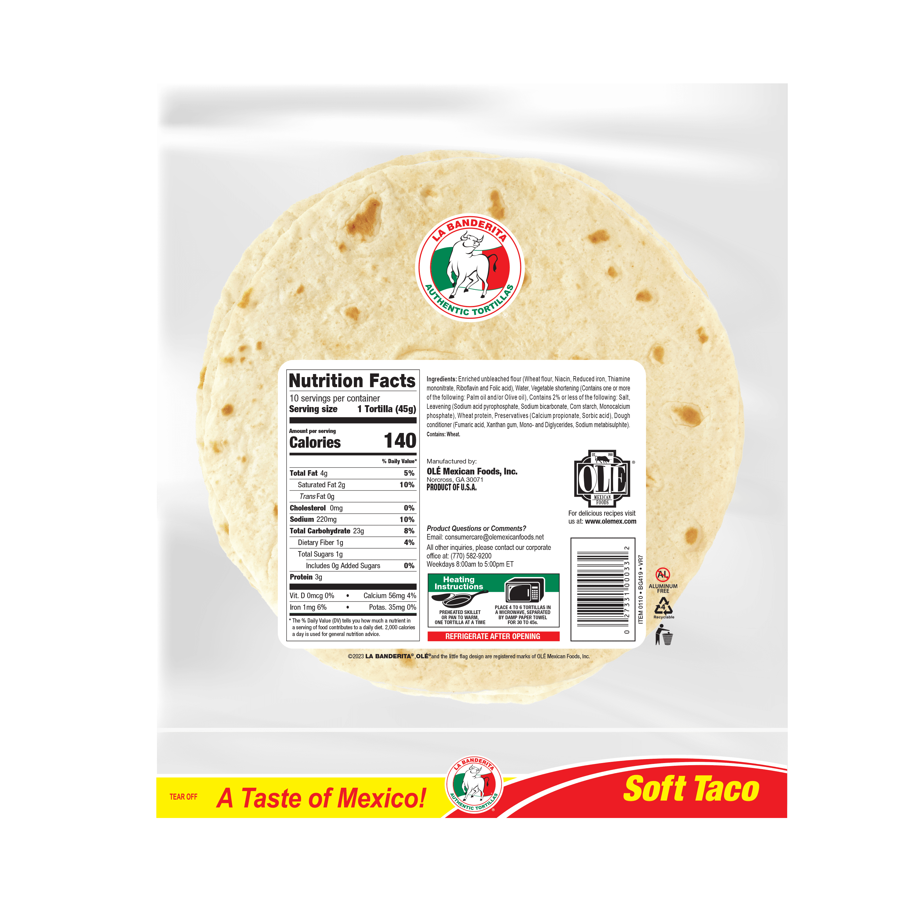 Soft Taco Flour Tortillas 16 Oz 10 Count La Banderita