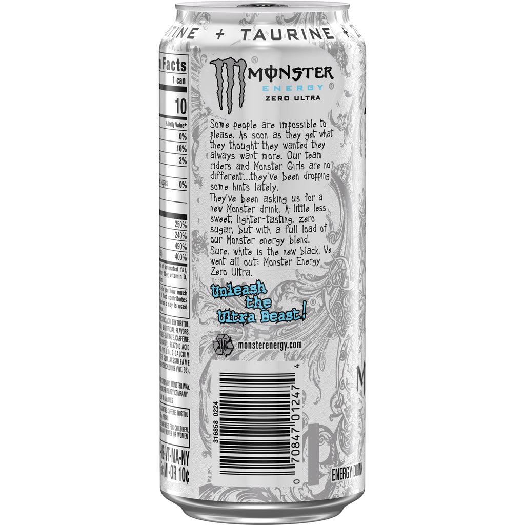 Monster Energy Zero Ultra Sugar Free Energy Drink 16 fl oz Single Can