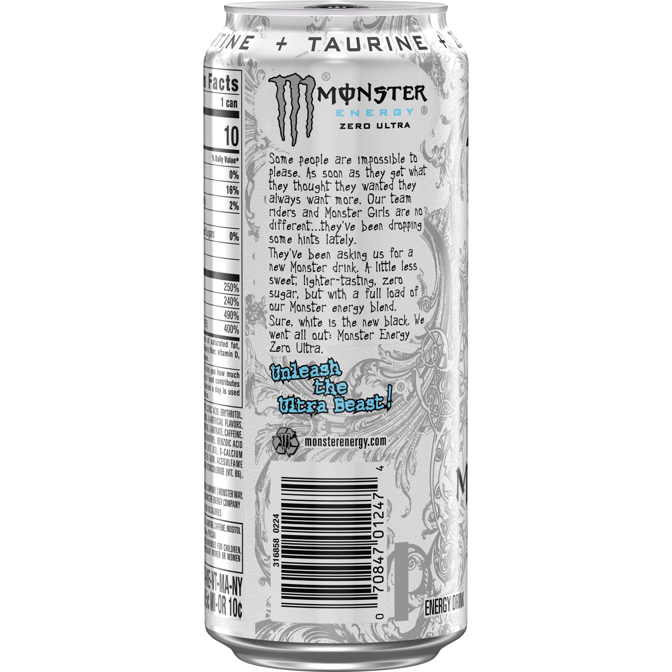 Monster Energy Zero Ultra Sugar Free Energy Drink 16 fl oz Single Can