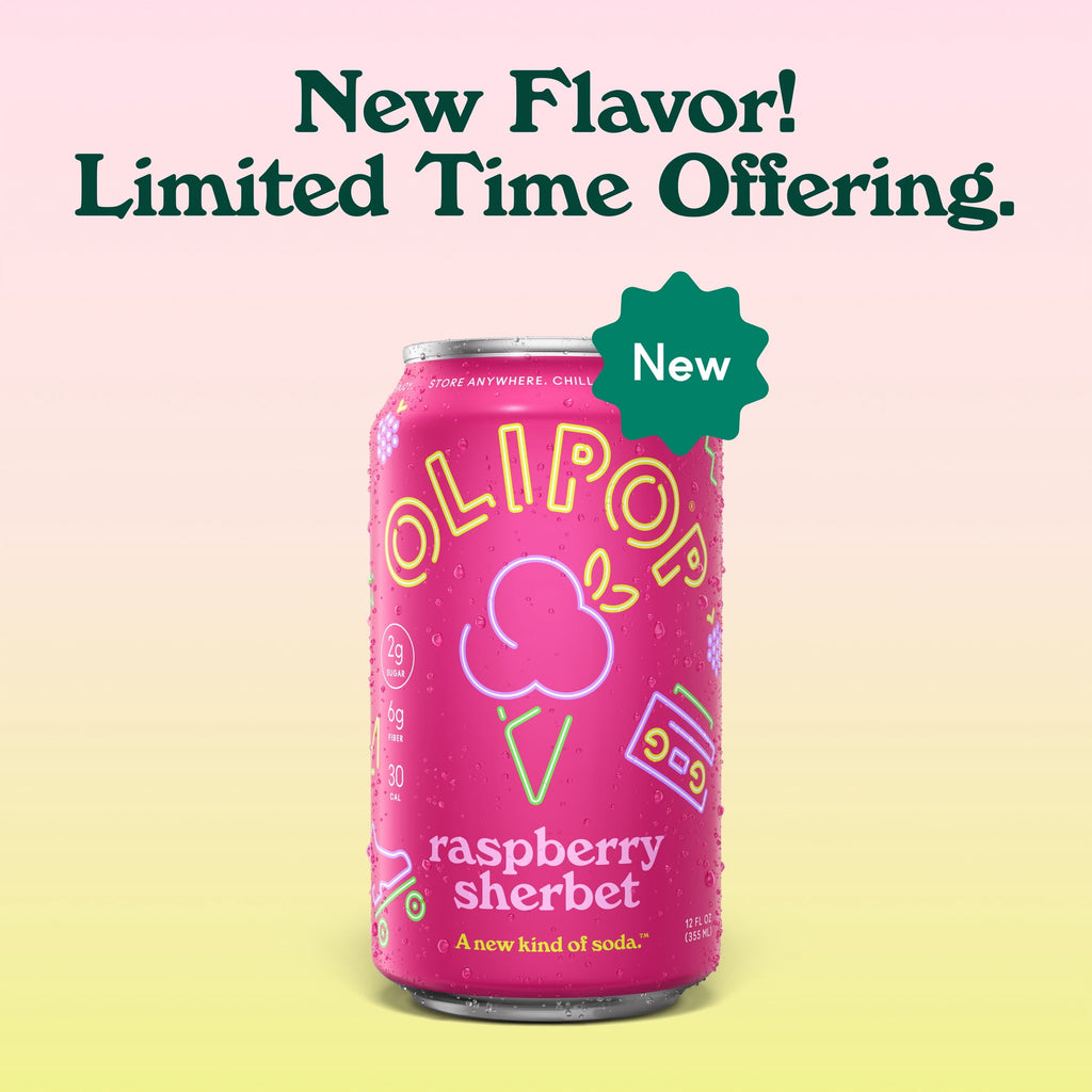 OLIPOP Raspberry Sherbet Prebiotic Soda Can 12 Fl Oz