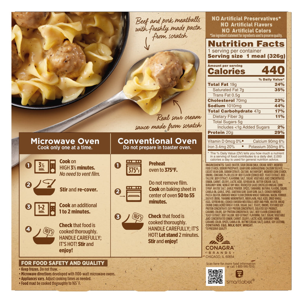 Marie Callender's Savory Swedish Meatballs Frozen Meal 11.5 Oz