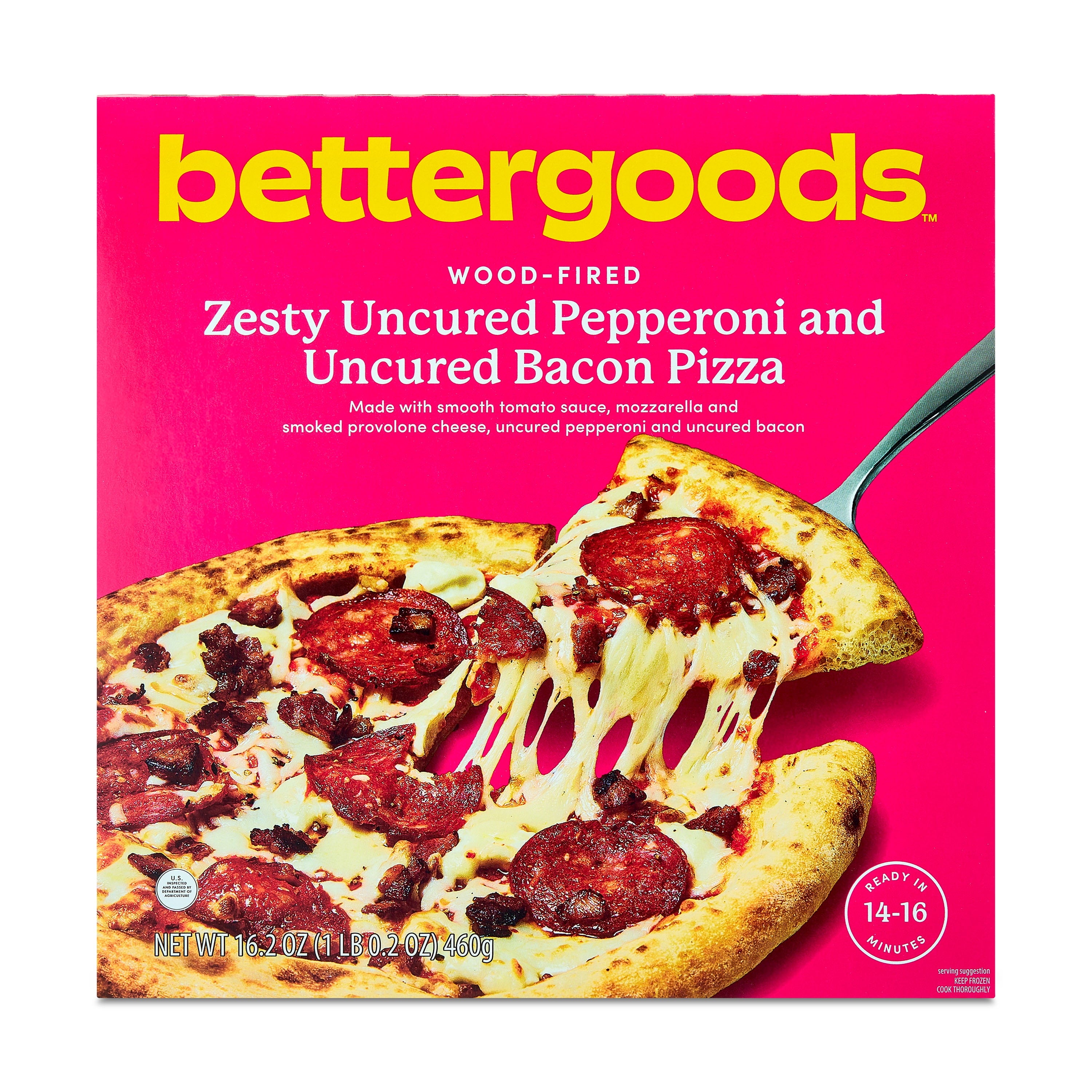 Bettergoods Wood-Fired Zesty Uncured Pepperoni and Uncured Bacon Pizza 16.2 Oz Frozen