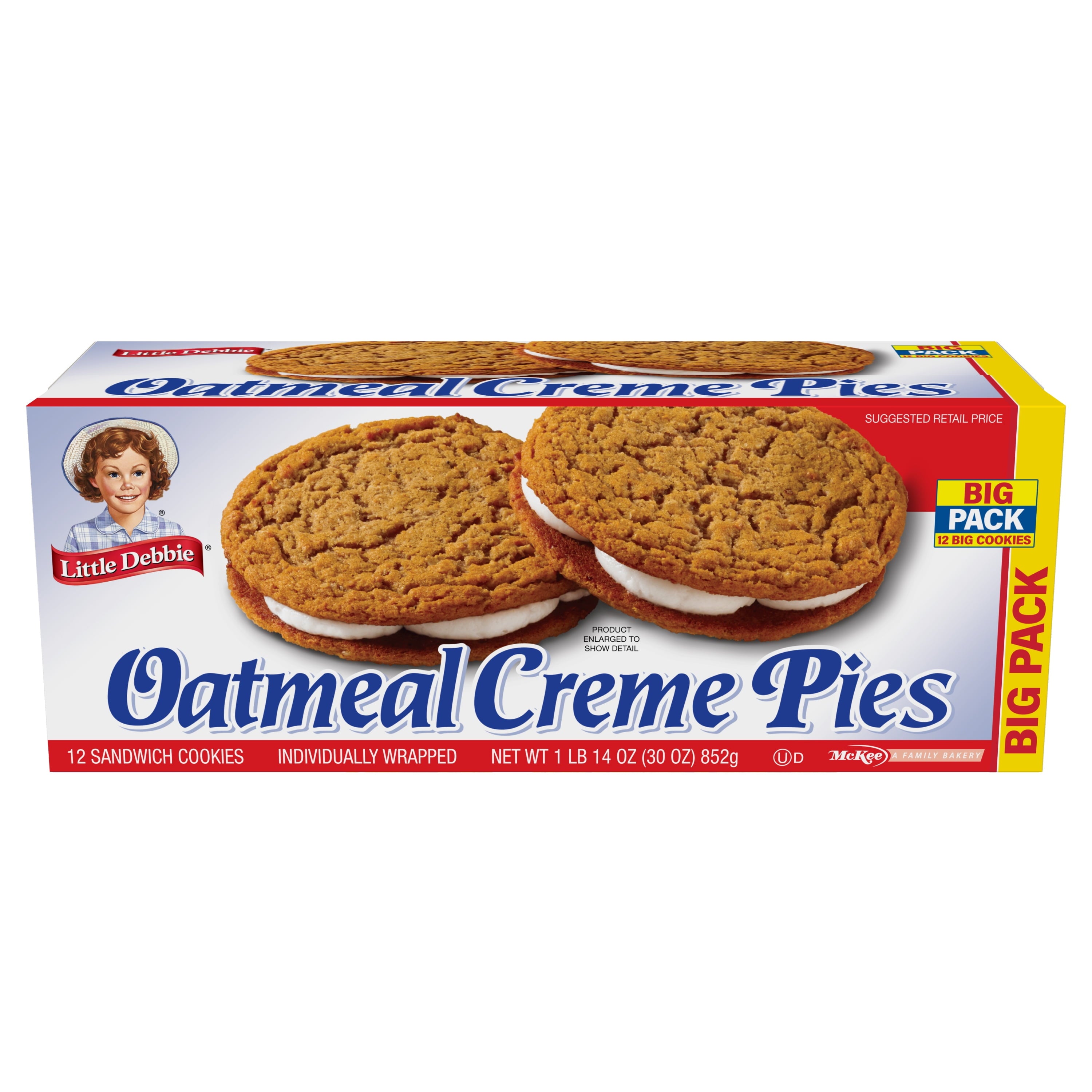 Oatmeal Creme Pies Sandwich Cookies 12 Count 30 Oz Little Debbie