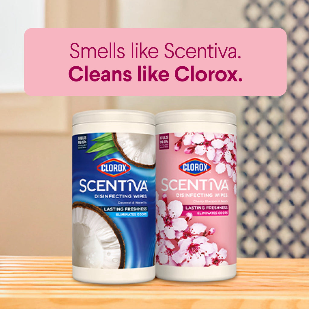 Clorox Scentiva Disinfecting Wipes Cherry Blossom 150 Count Pack of 2
