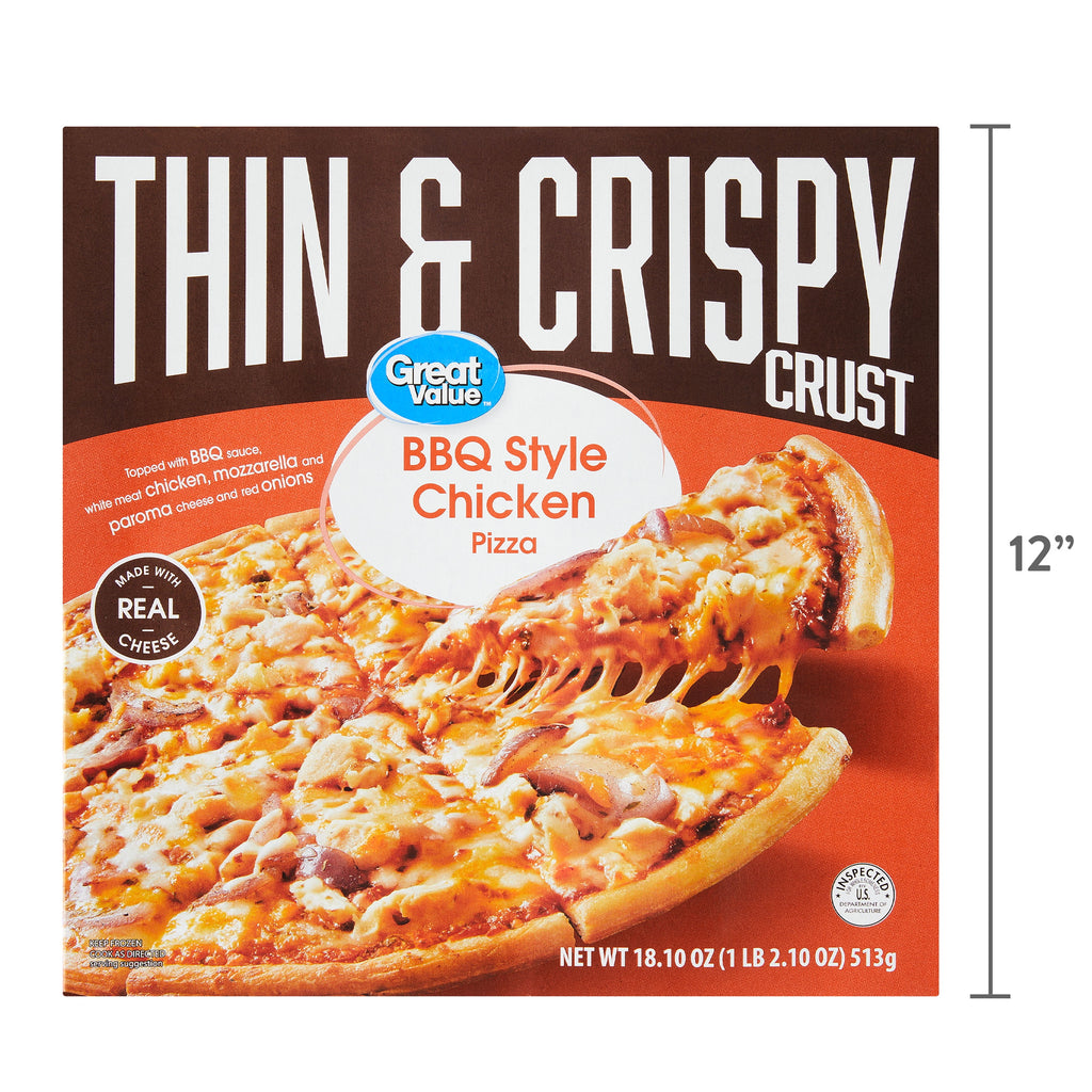 Great Value Thin Crust BBQ Chicken Frozen Pizza 18.1 Oz