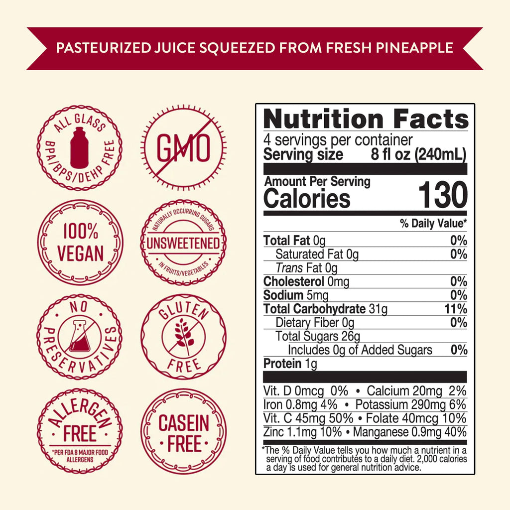 Lakewood Organic Pure Pineapple Juice Not From Concentrate 32 fl oz Bottle
