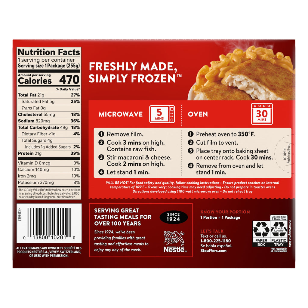 Stouffer's Fish Filet Frozen Meal 9 Oz