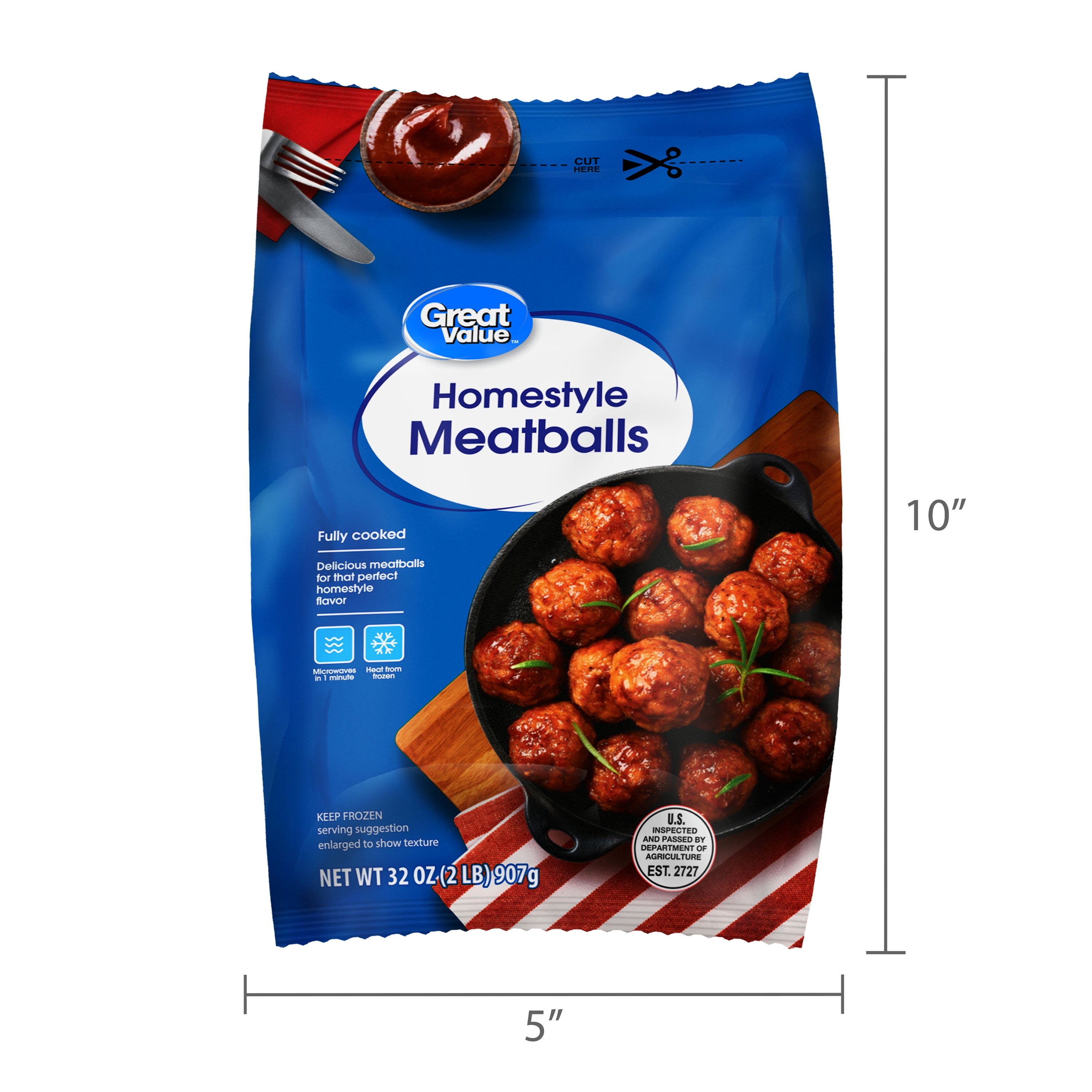 Great Value Fully Cooked Homestyle Meatballs Frozen 2 Lb