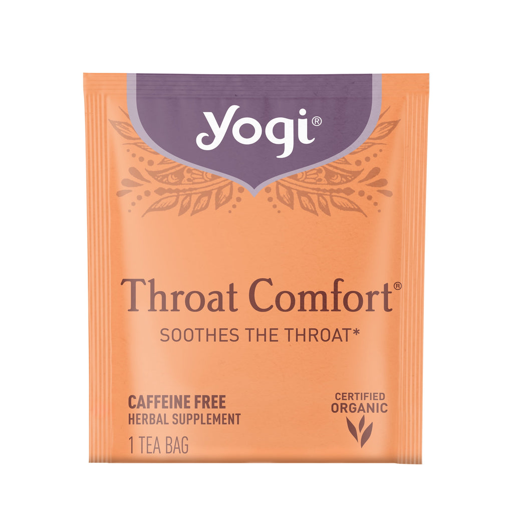 Yogi Throat Comfort Organic Herbal Wellness Tea Bags Caffeine-Free 16 Count