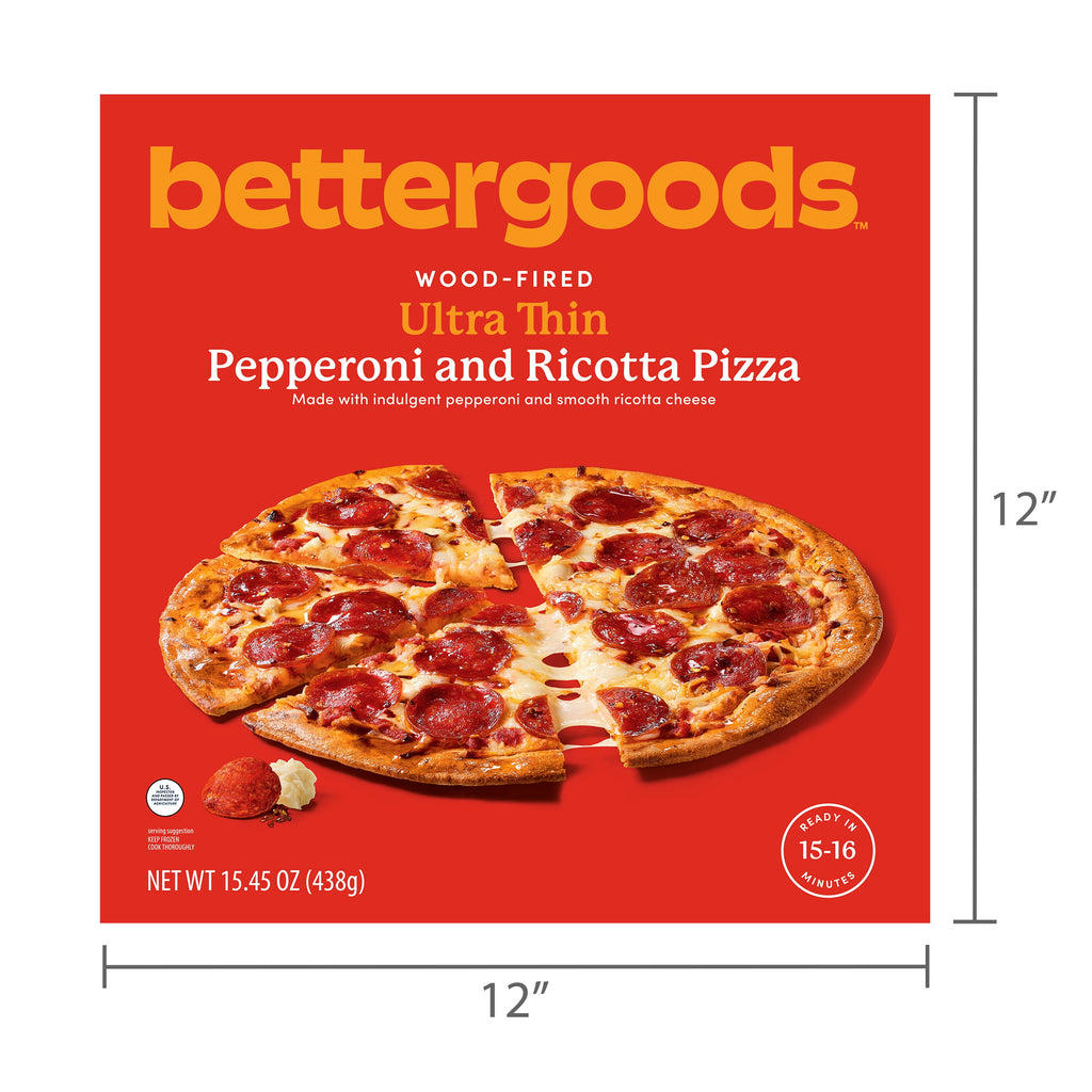 Bettergoods Wood-Fired Ultra Thin Pepperoni and Ricotta Frozen Pizza 15.45 Oz