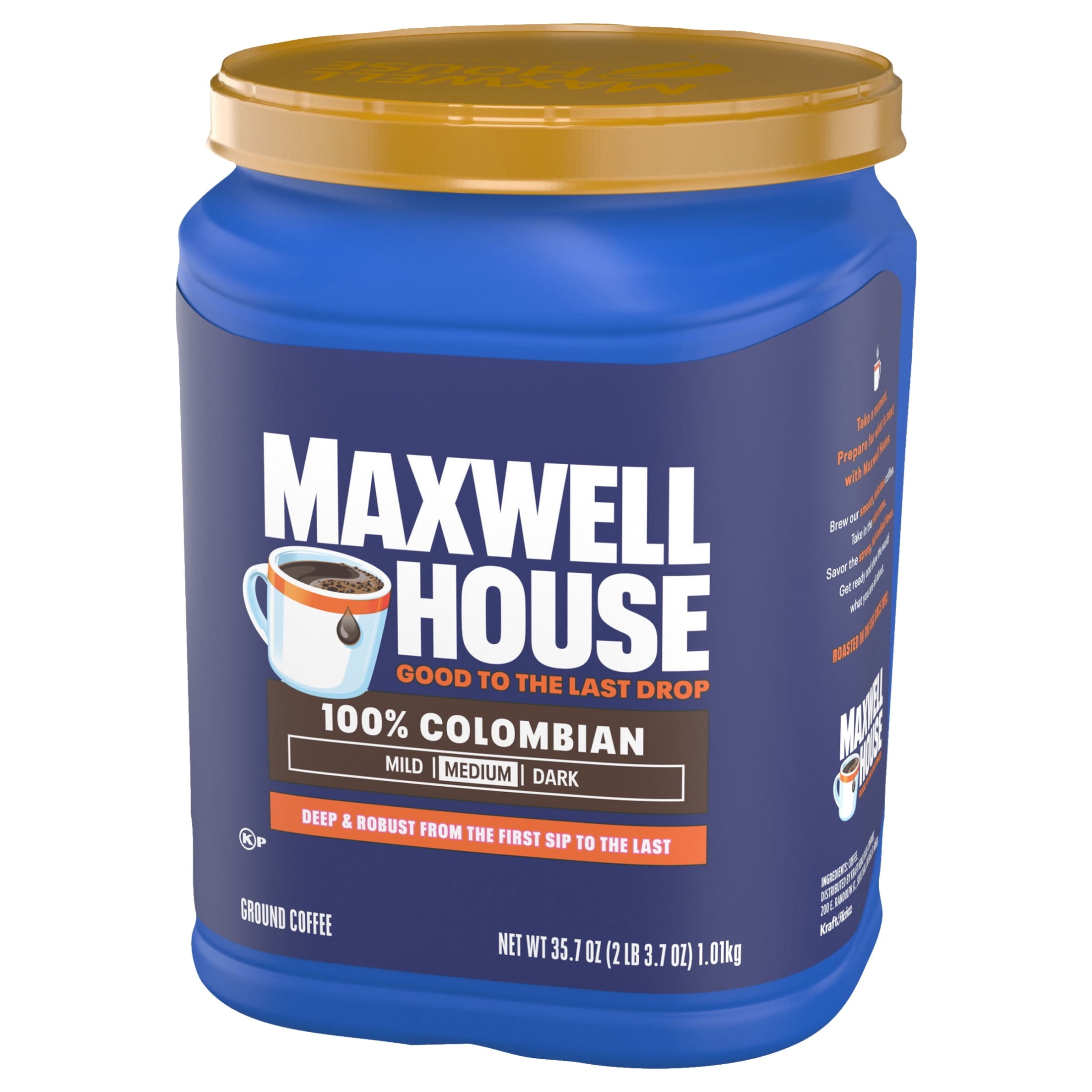 Maxwell House 100% Colombian Naturally Caffeinated Medium Roast Ground Coffee 35.7 oz Canister