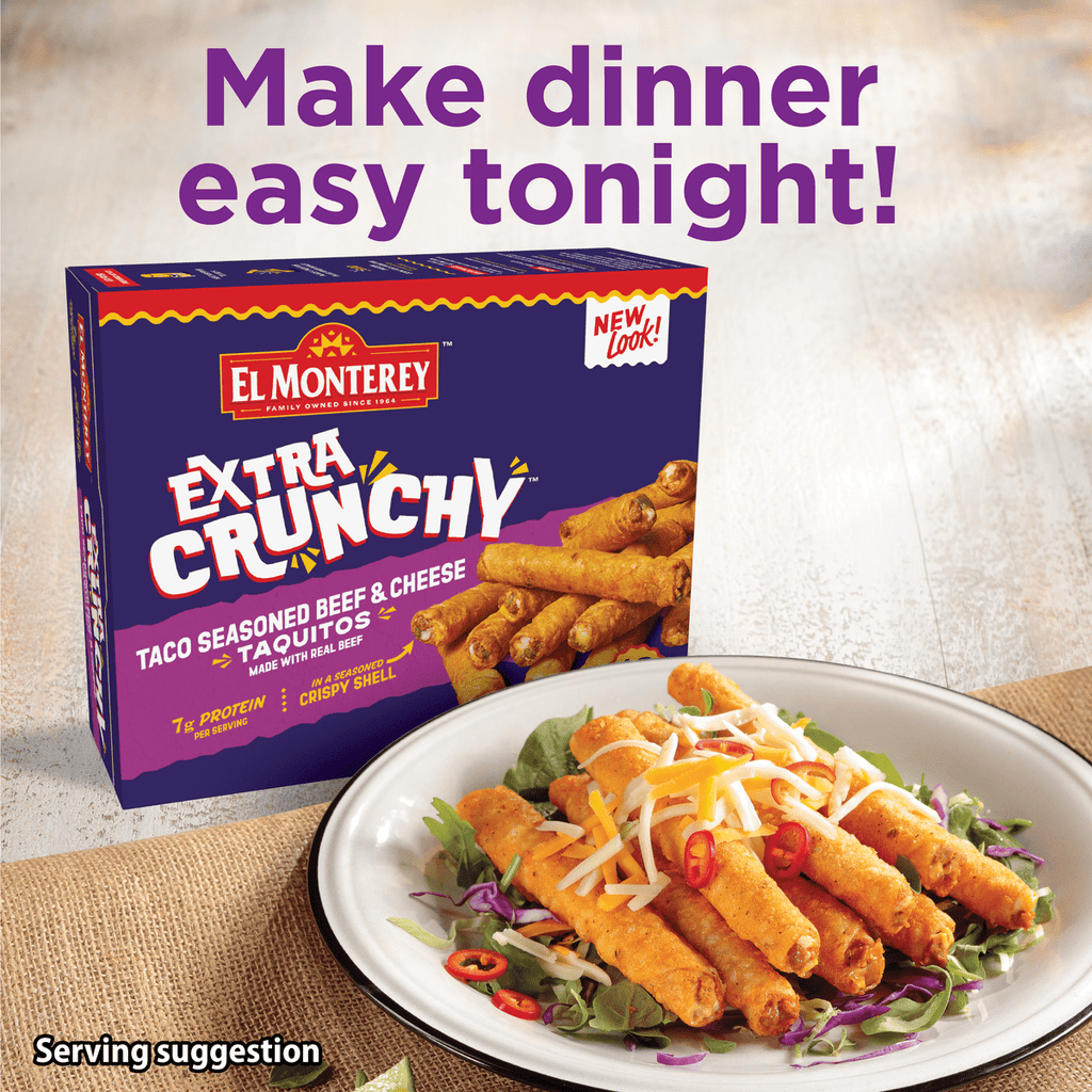 El Monterey Extra Crunchy Taco Seasoned Beef & Cheese Taquitos 20.7 Oz Frozen