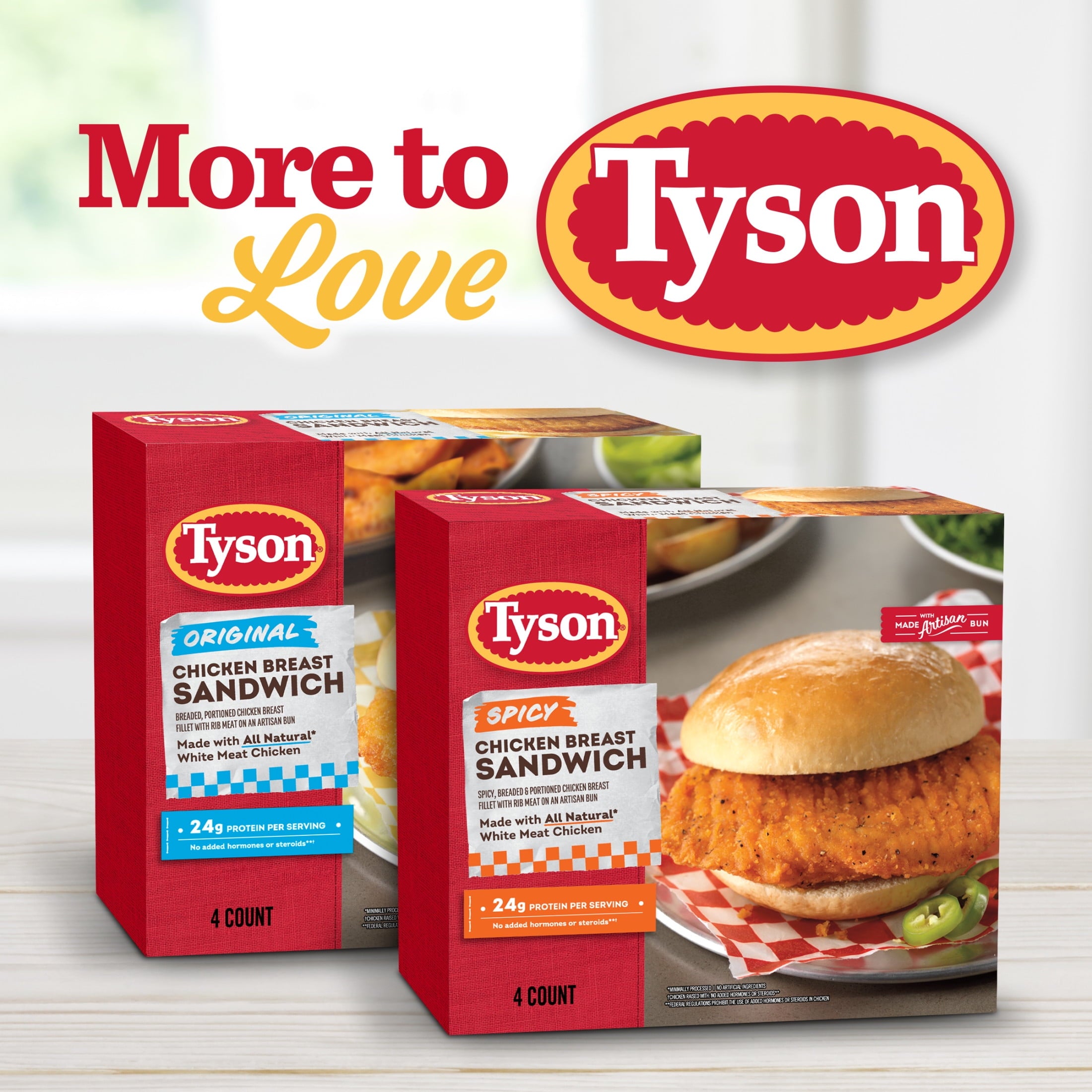 Tyson Spicy Chicken Breast Sandwich Frozen 4 Count 24 Oz