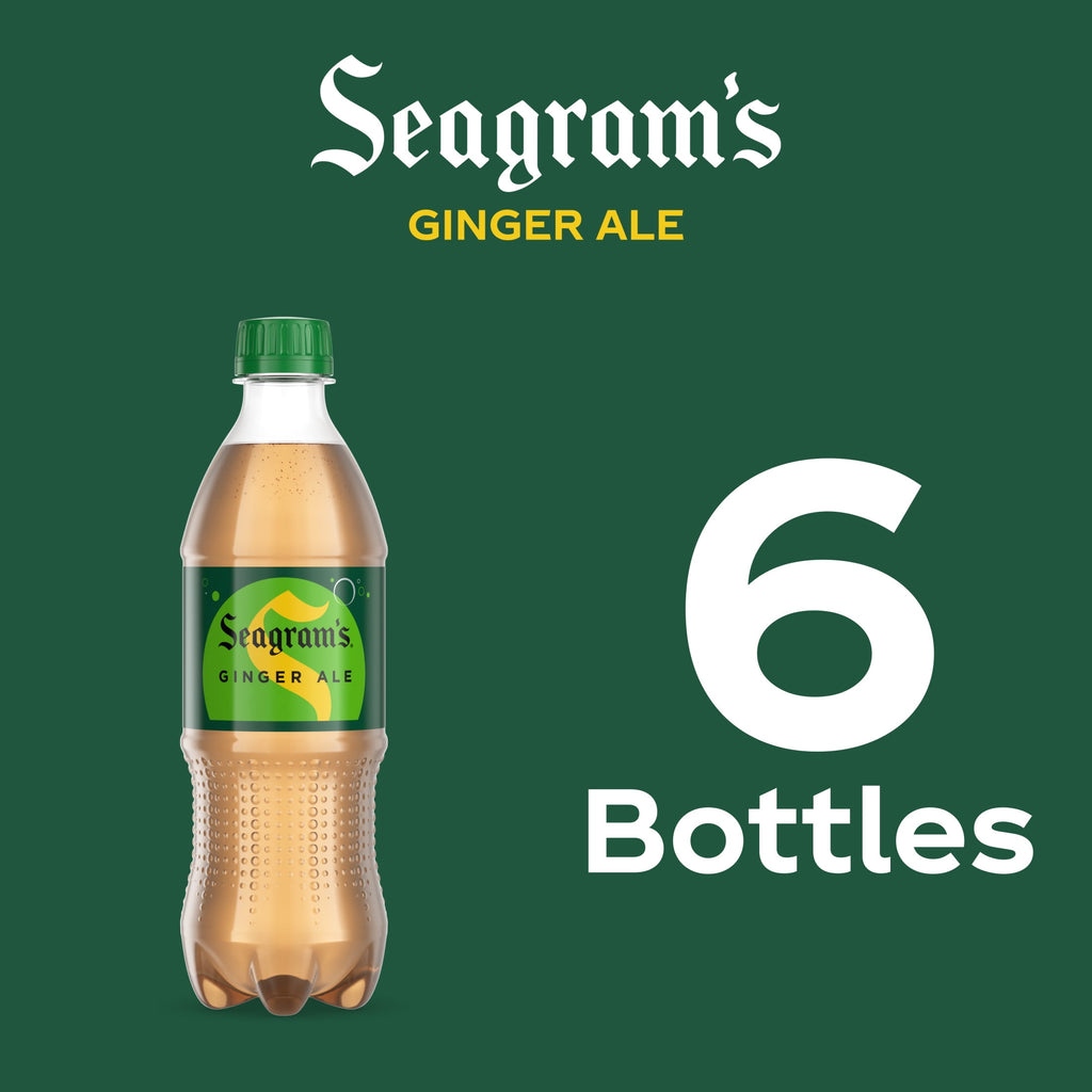 Seagram's Ginger Ale Soda Pop Bottles 16.9 Fl Oz 6 Pack