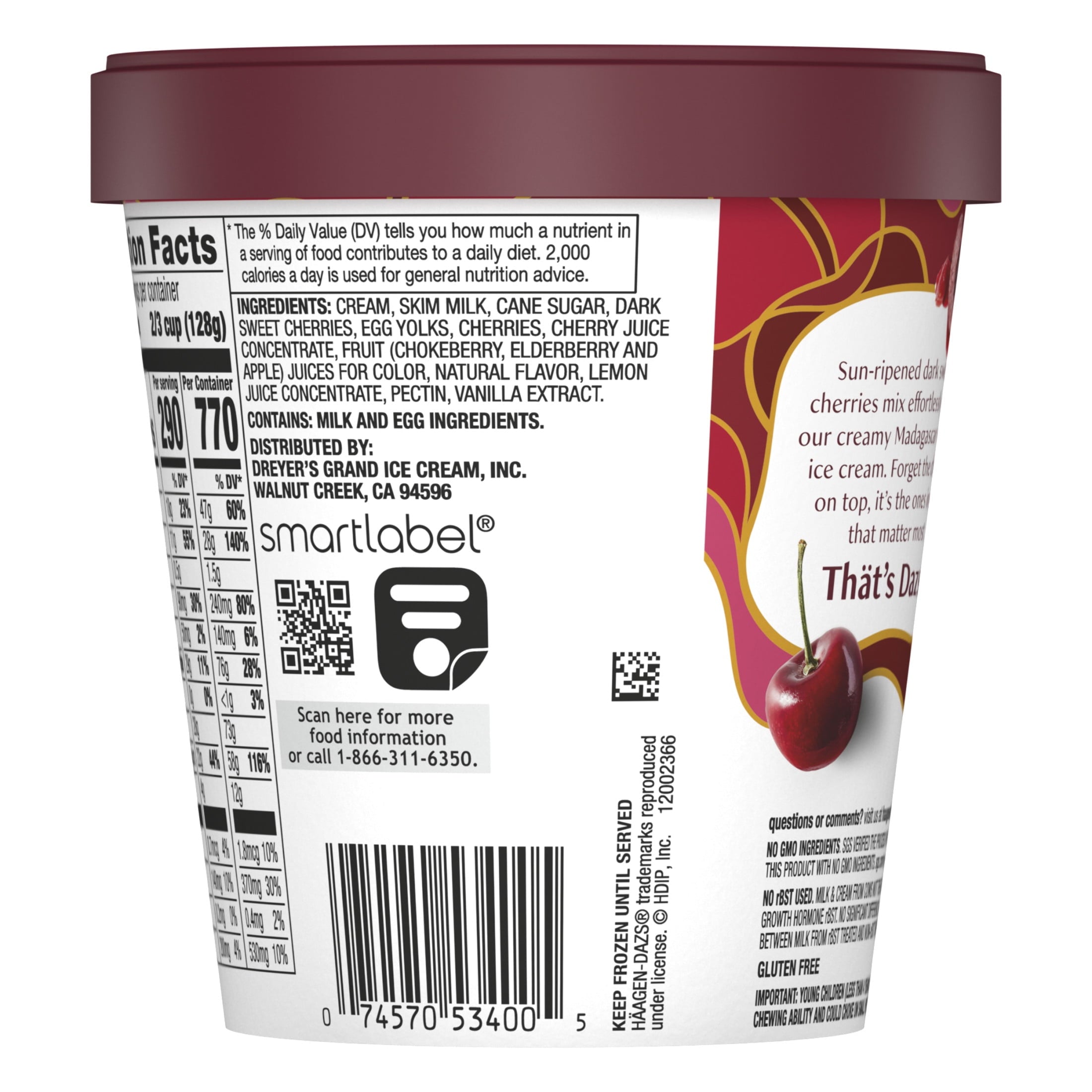 Häagen-Dazs Cherry Vanilla Ice Cream 14 Fl Oz