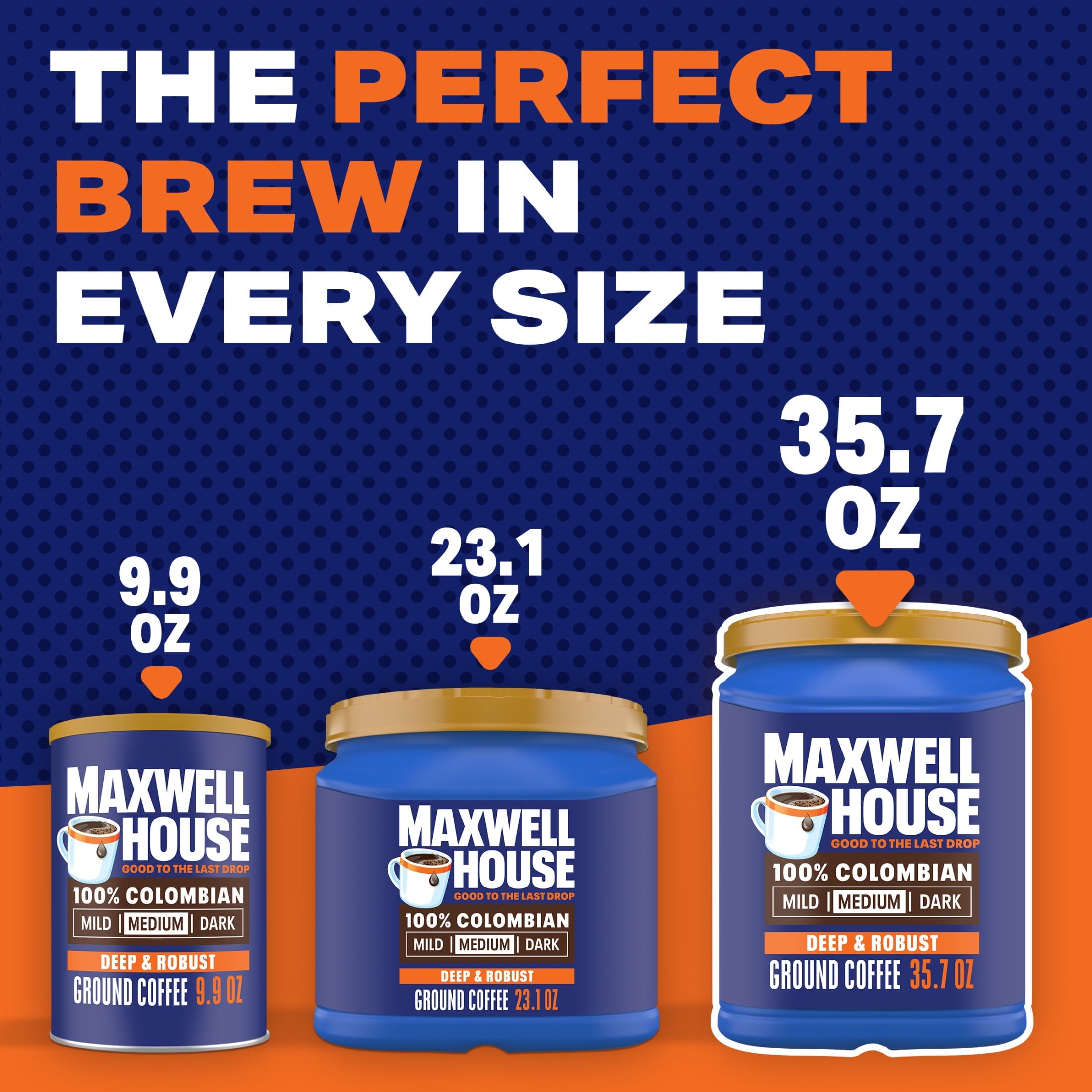 Maxwell House 100% Colombian Naturally Caffeinated Medium Roast Ground Coffee 35.7 oz Canister