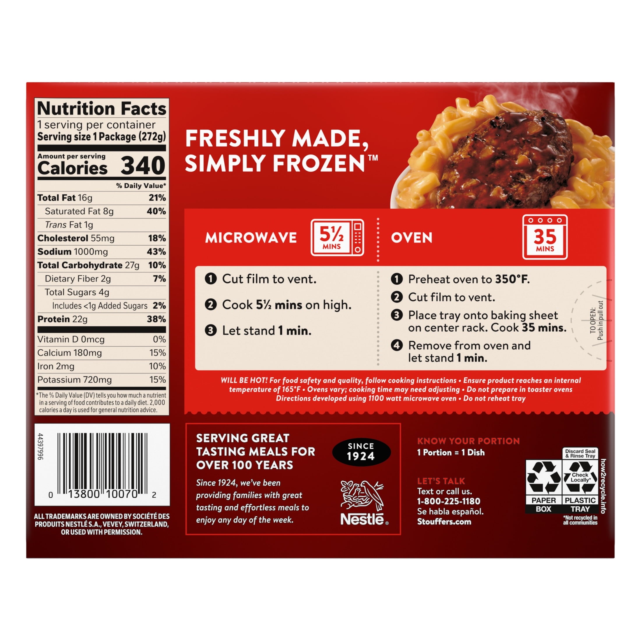 Stouffer's Salisbury Steak Frozen Meal 9.625 Oz