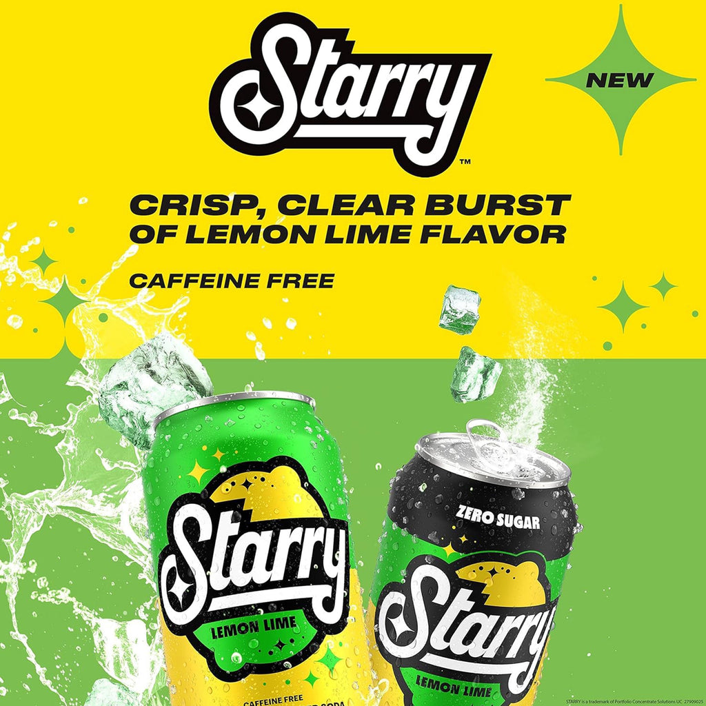 Starry Lemon Lime Caffeine Free Soda Pop Cans 12 Fl Oz 12 Pack