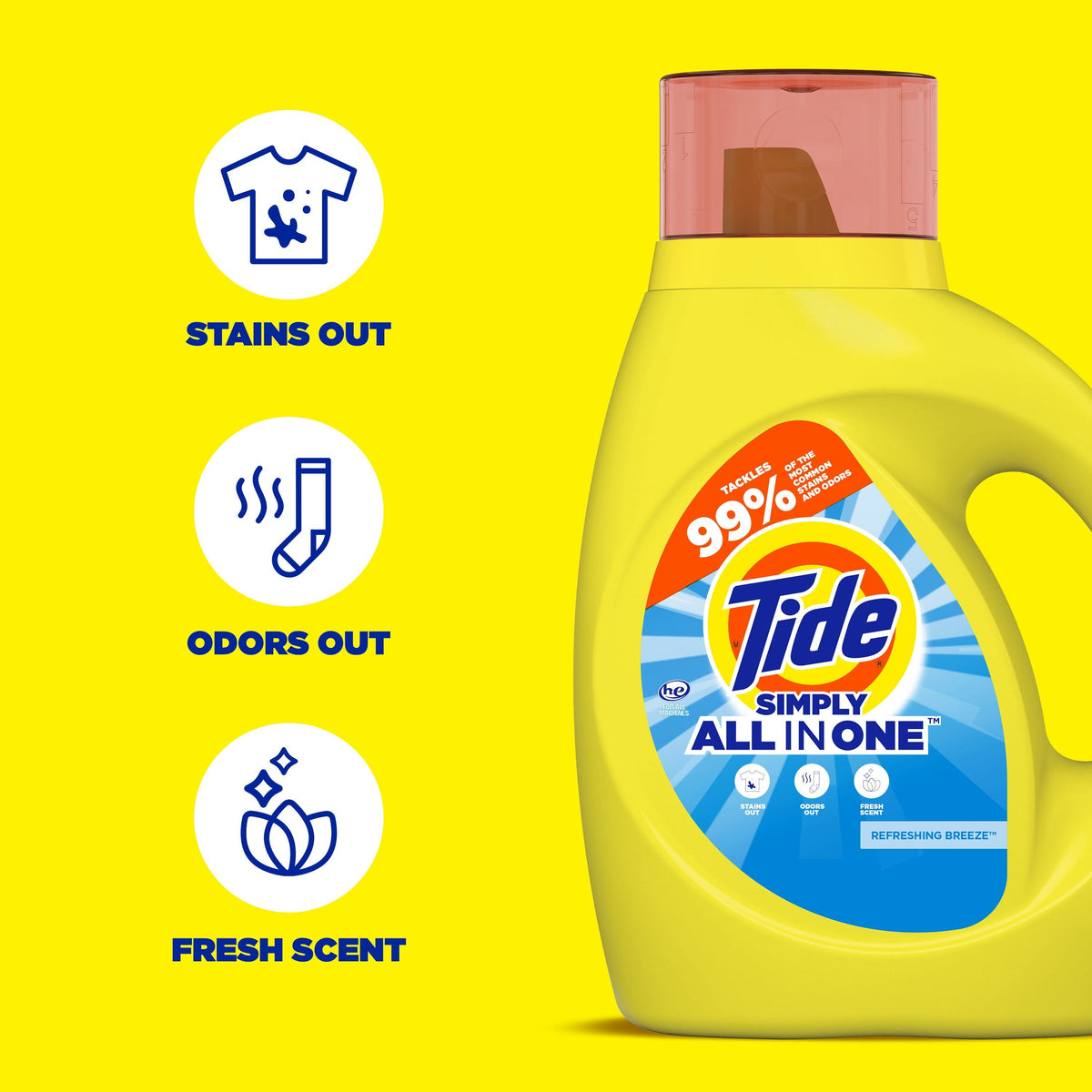 Tide Simply Liquid Laundry Detergent Refreshing Breeze 32 fl oz 24 Loads