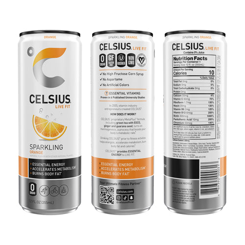 CELSIUS Sparkling Orange Functional Energy Drink 12 fl oz Single Can