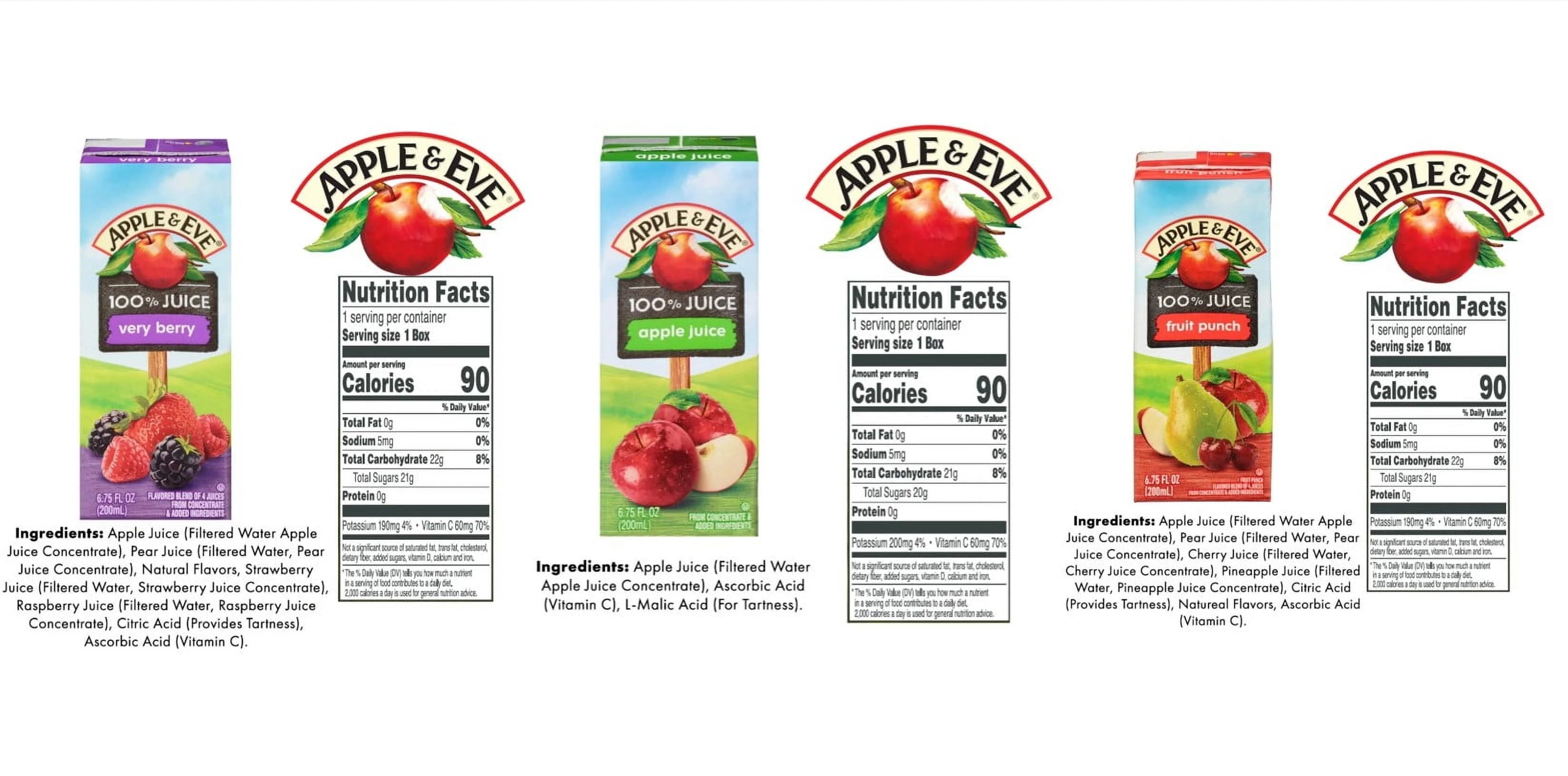 Apple & Eve 100% Juice Drink Variety Pack 6.75 fl oz 32 Count