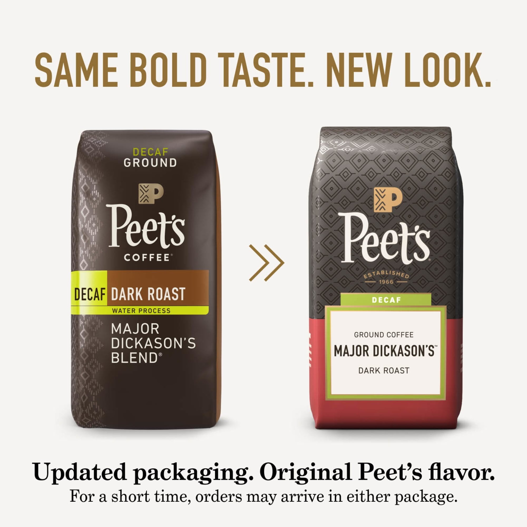 Peet's Coffee Decaf Major Dickason's Blend Premium Dark Roast Ground Coffee 10.5 oz Bag
