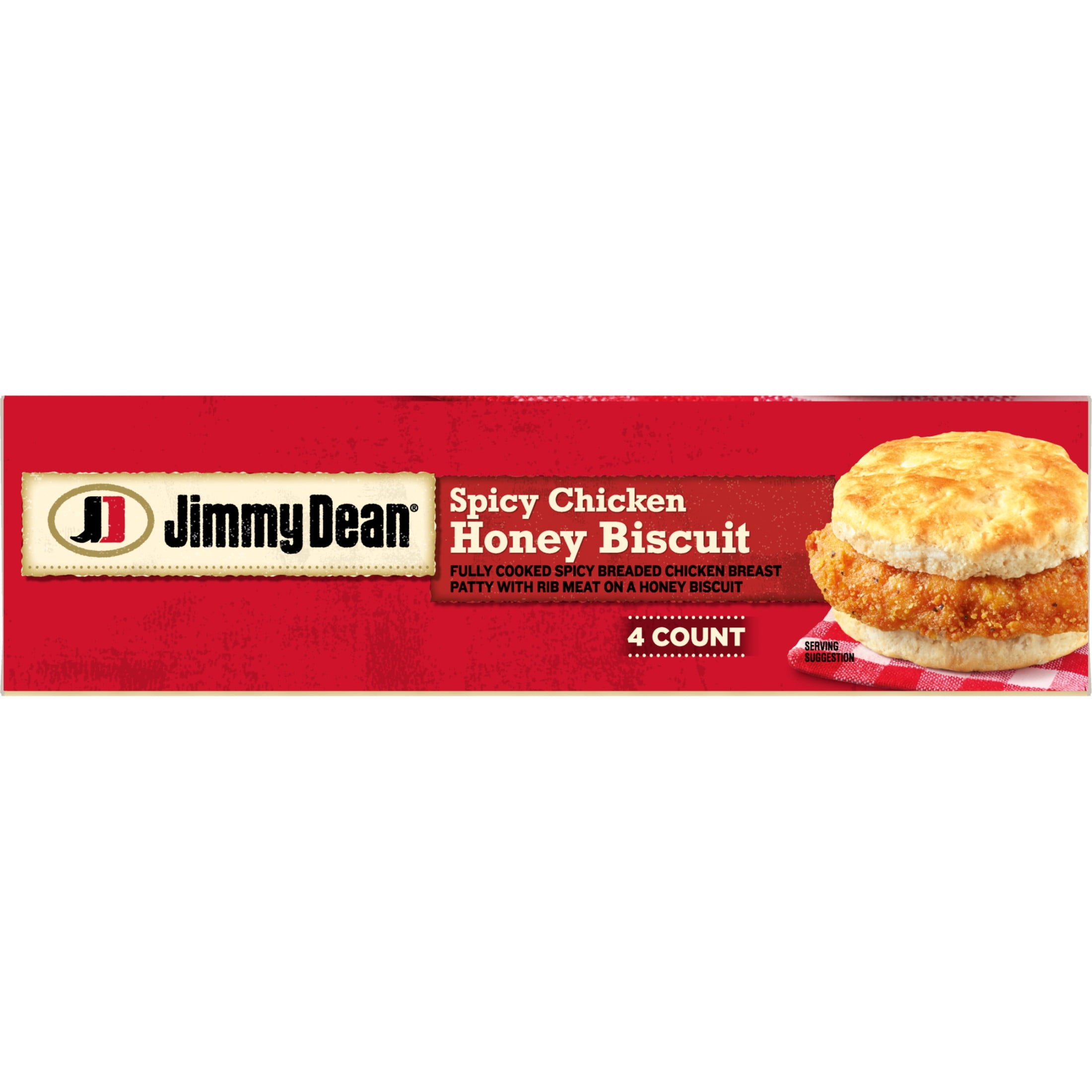 Jimmy Dean Spicy Crispy Chicken Honey Biscuit Frozen Breakfast Sandwich 4 Count 16.4 Oz