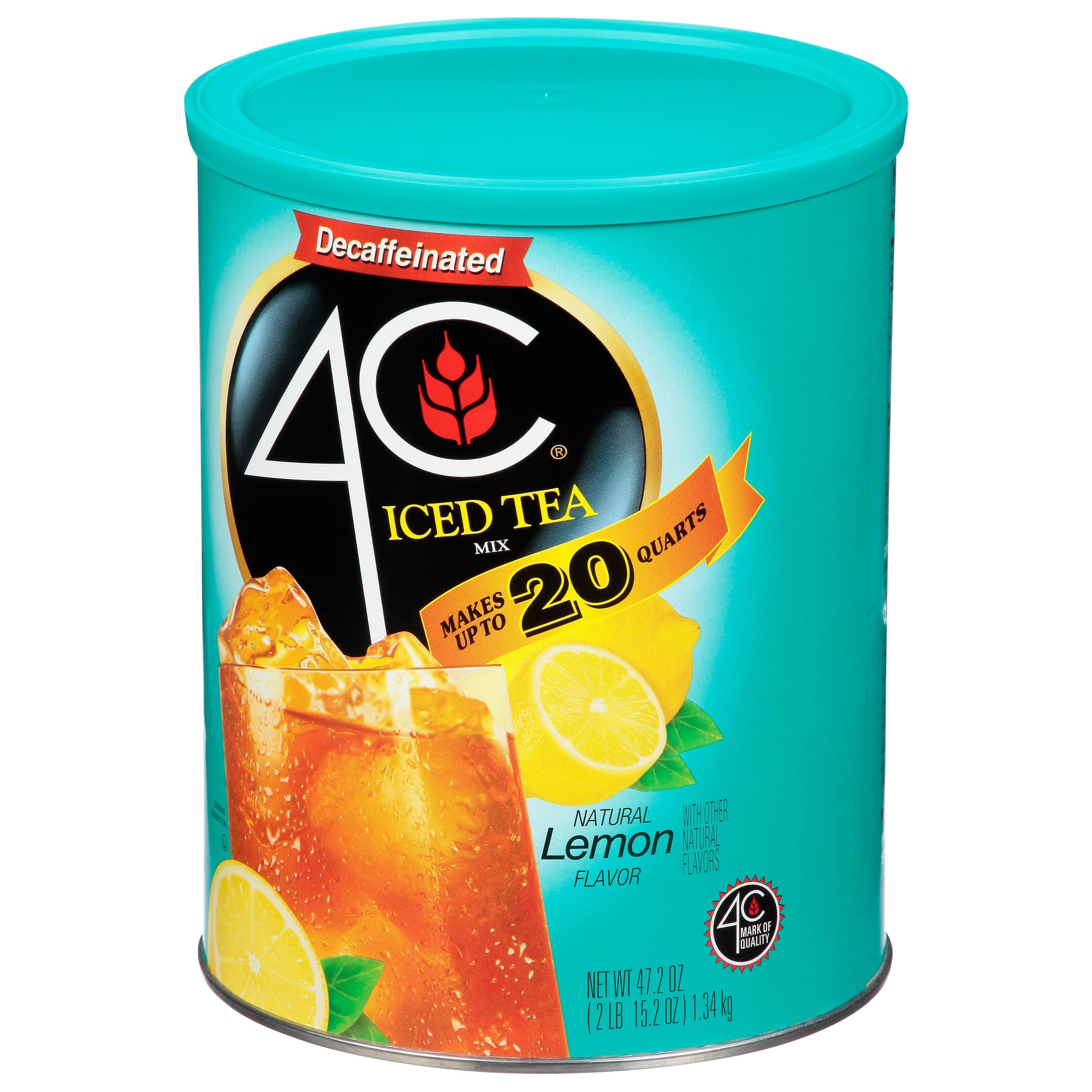 4C Decaf Naturally Decaffeinated Lemon Iced Tea Mix 47.2 oz Canister