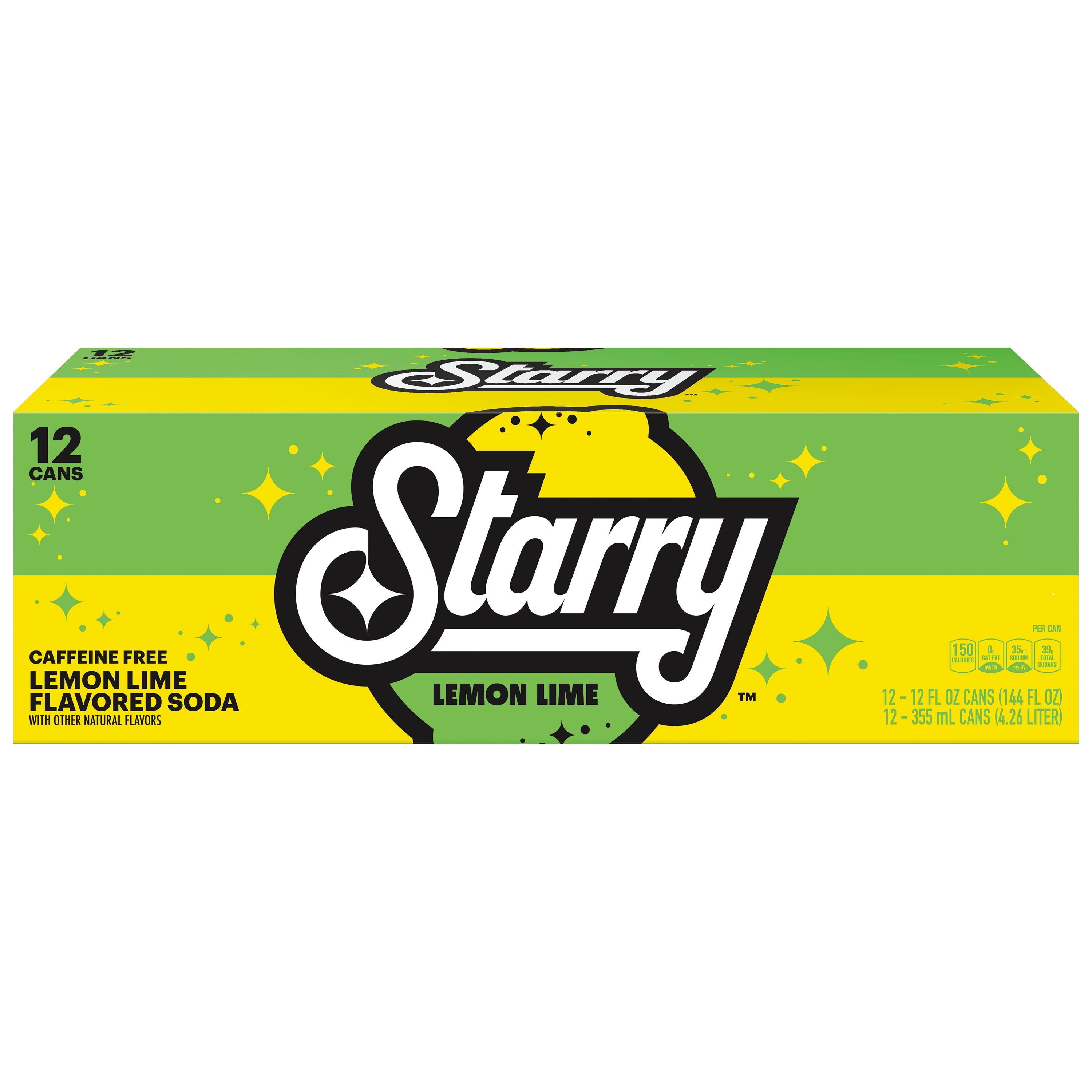 Starry Lemon Lime Caffeine Free Soda Pop Cans 12 Fl Oz 12 Pack