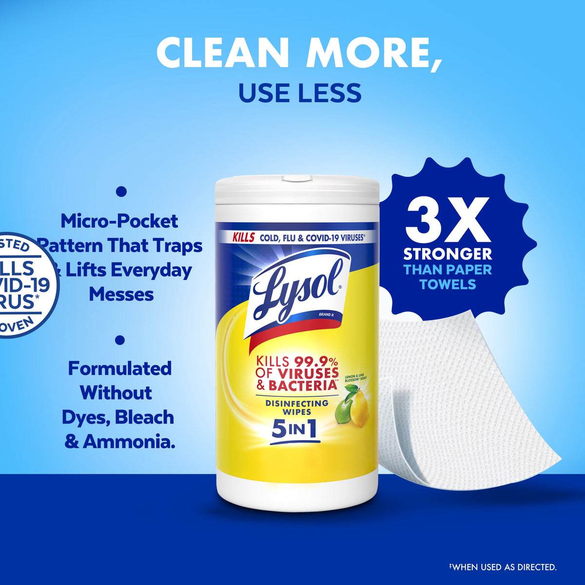 Lysol Disinfecting Wipes Multi Surface Antibacterial Cleaning Lemon & Lime Blossom Scent 80 Count