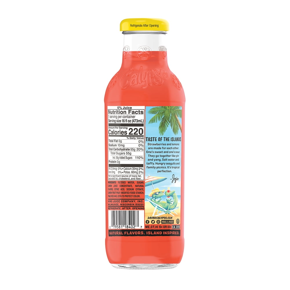Calypso Strawberry Lemonade Juice Drink 16 fl oz Bottle