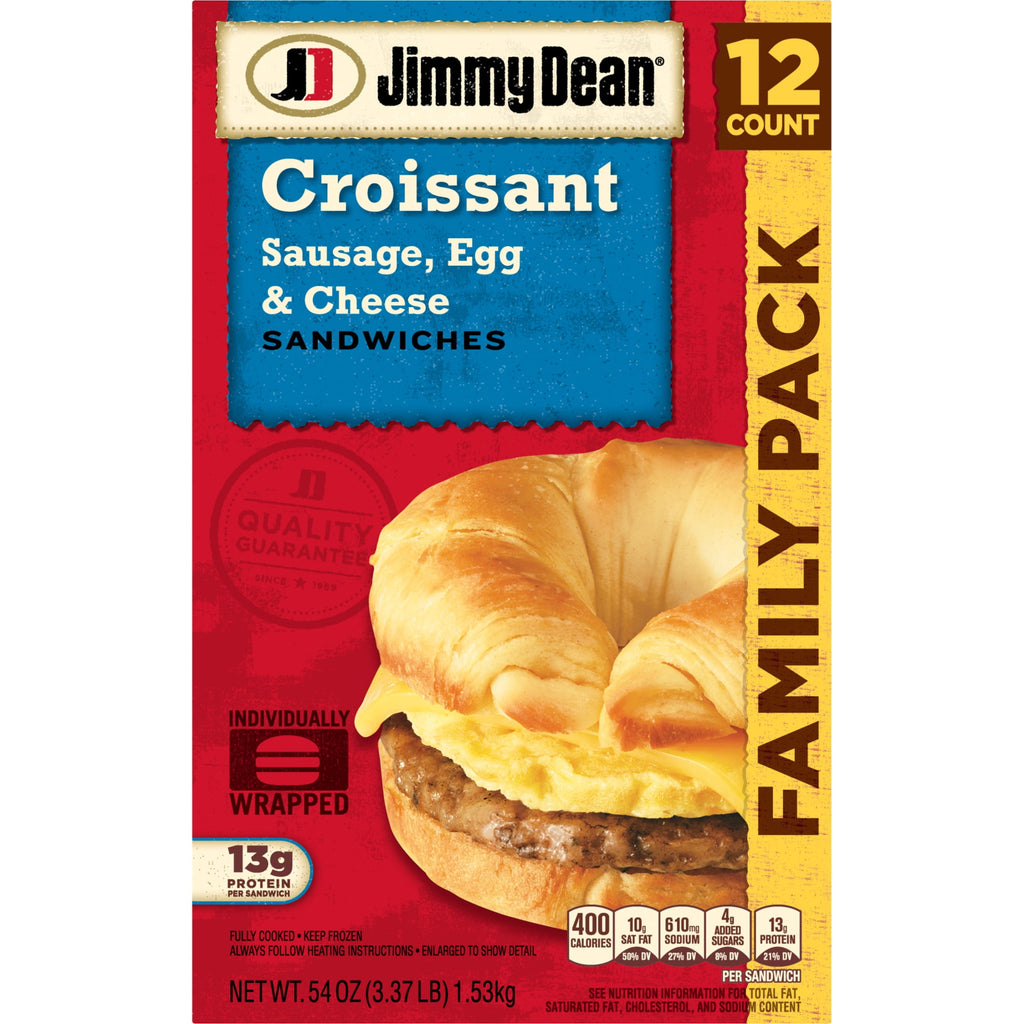 Jimmy Dean Sausage Egg & Cheese Croissant Frozen Sandwich 54 Oz 12 Count