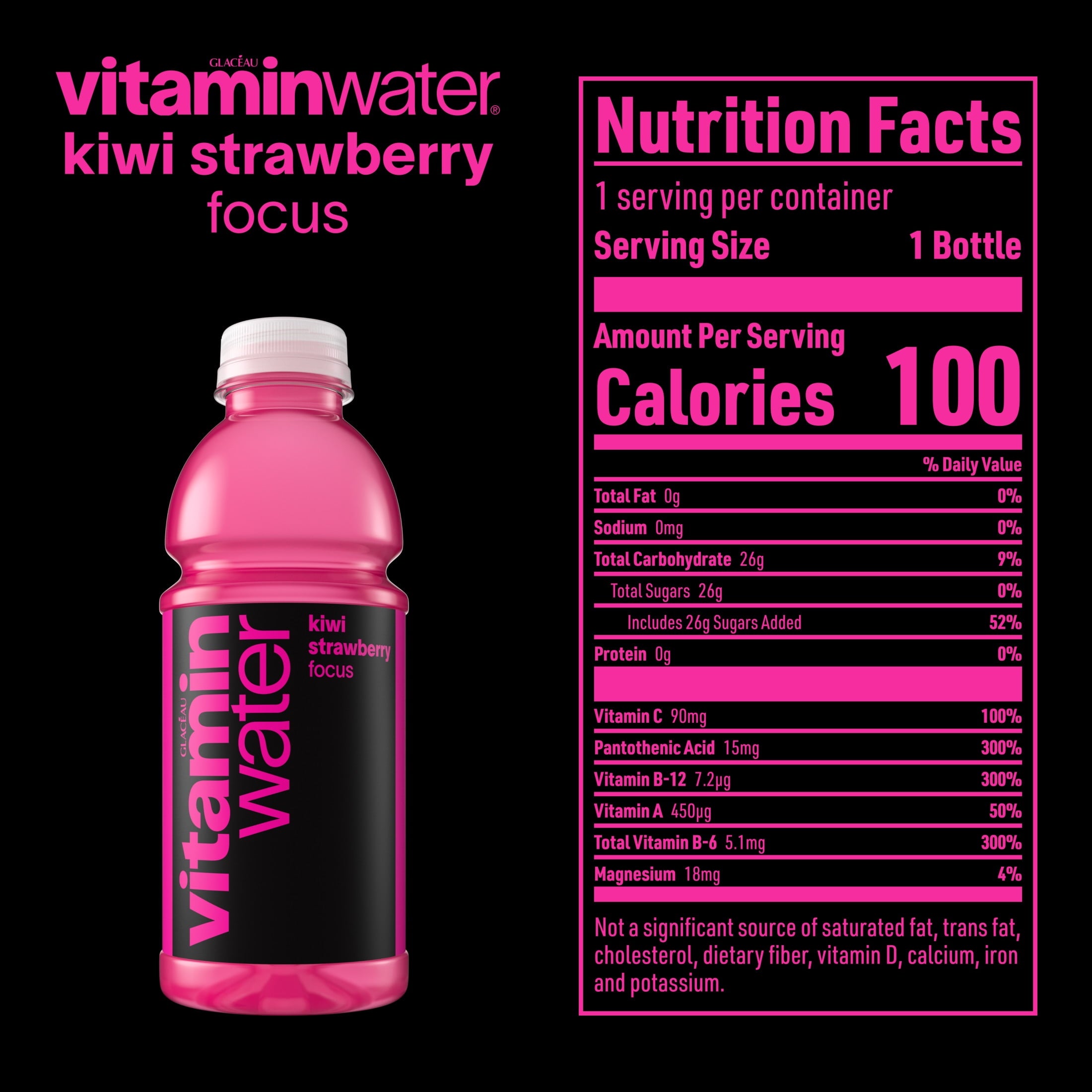 Vitaminwater Focus Kiwi Strawberry Flavored Water Beverage 20 fl oz