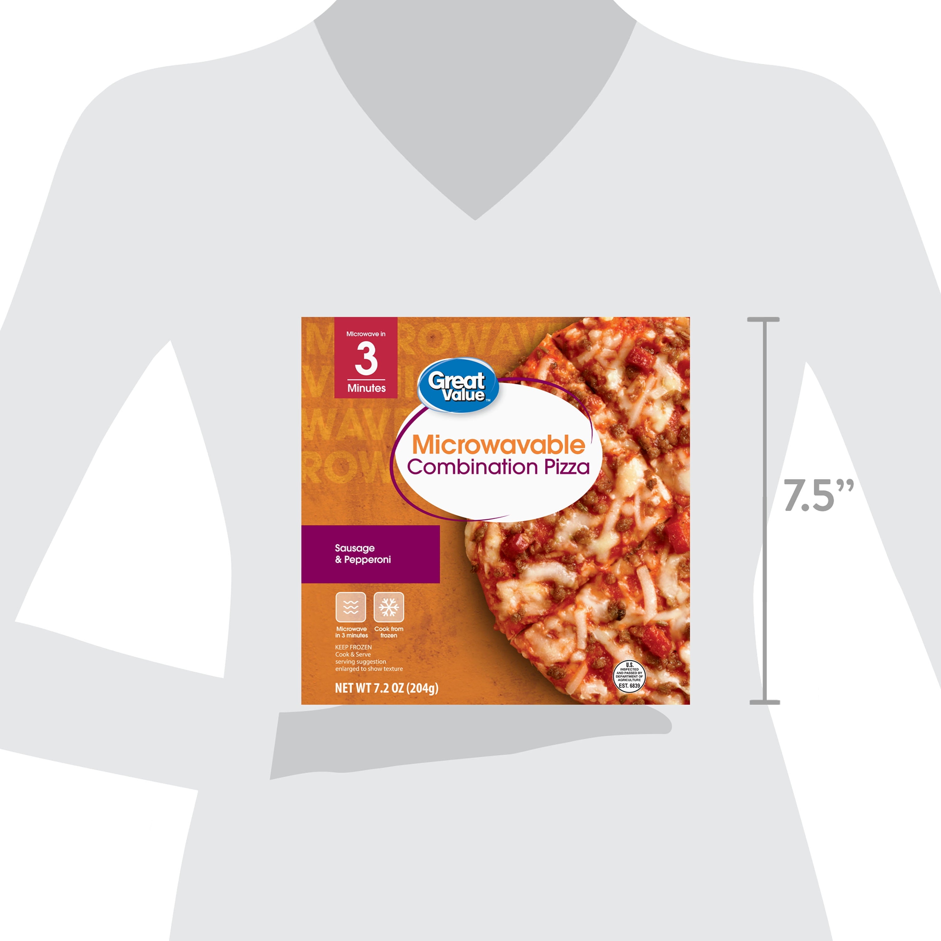 Great Value Sausage And Pepperoni Combination Pizza 7.2 Oz Frozen