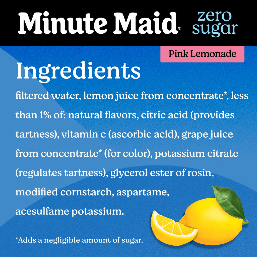 Minute Maid Zero Sugar Pink Lemonade 52 fl oz Bottle