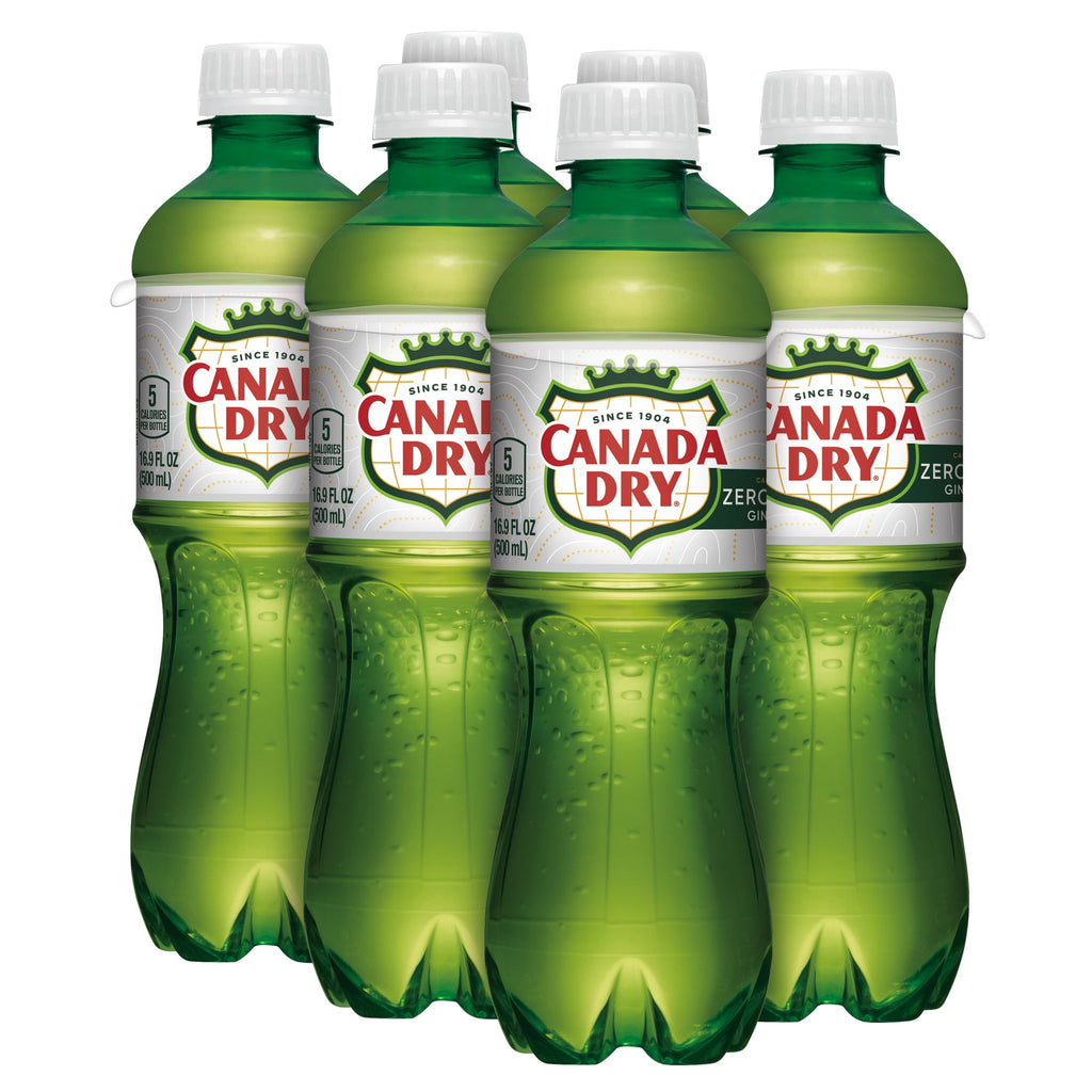 Canada Dry Caffeine Free Zero Sugar Ginger Ale Soda Pop Bottles 16.9 Fl Oz 6 Pack