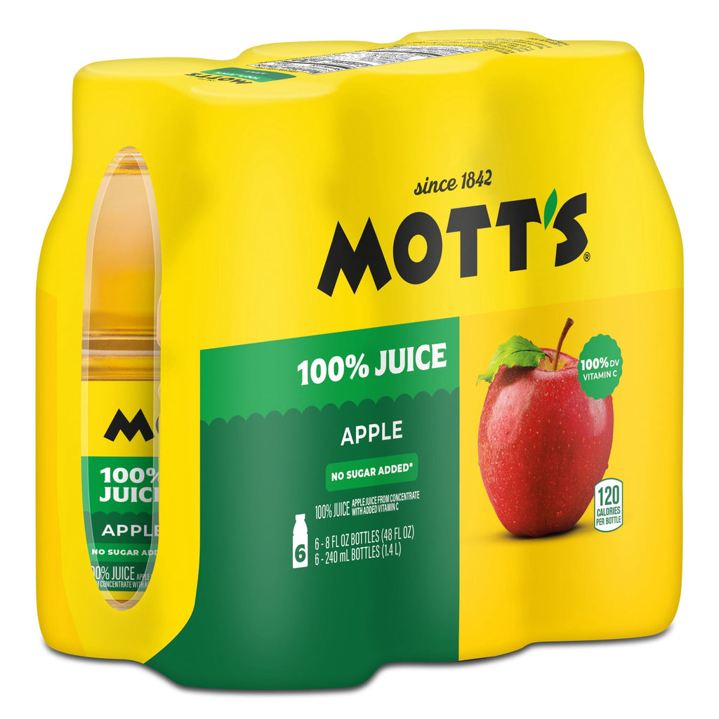 Mott's 100% Apple Juice Pulp-Free 8 fl oz 6 Count Bottles