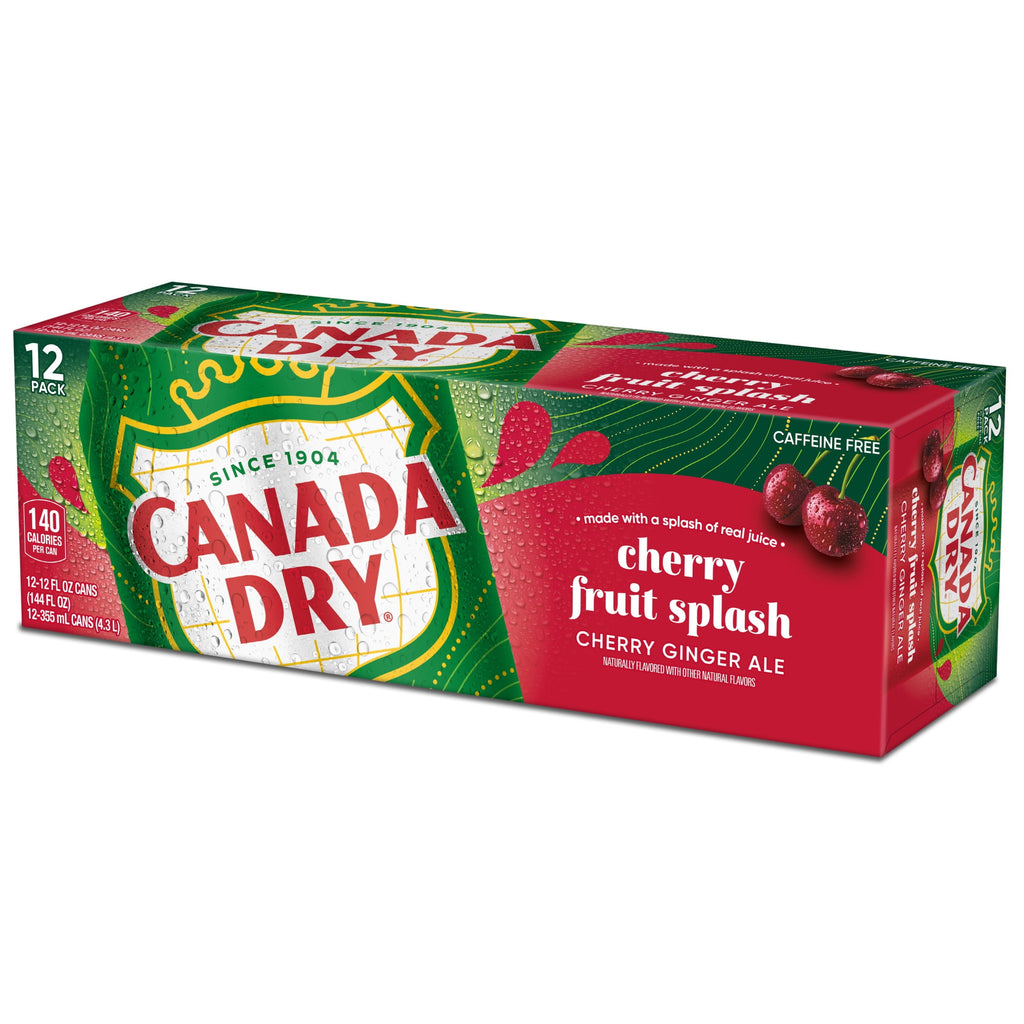 Canada Dry Caffeine Free Fruit Splash Cherry Ginger Ale Soda Pop Cans 12 Fl Oz 12 Pack
